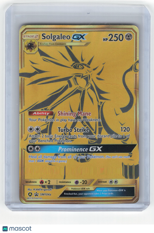 2019 Pokemon Solgaleo GX SM Black Star Promo Gold #104a (Damaged)