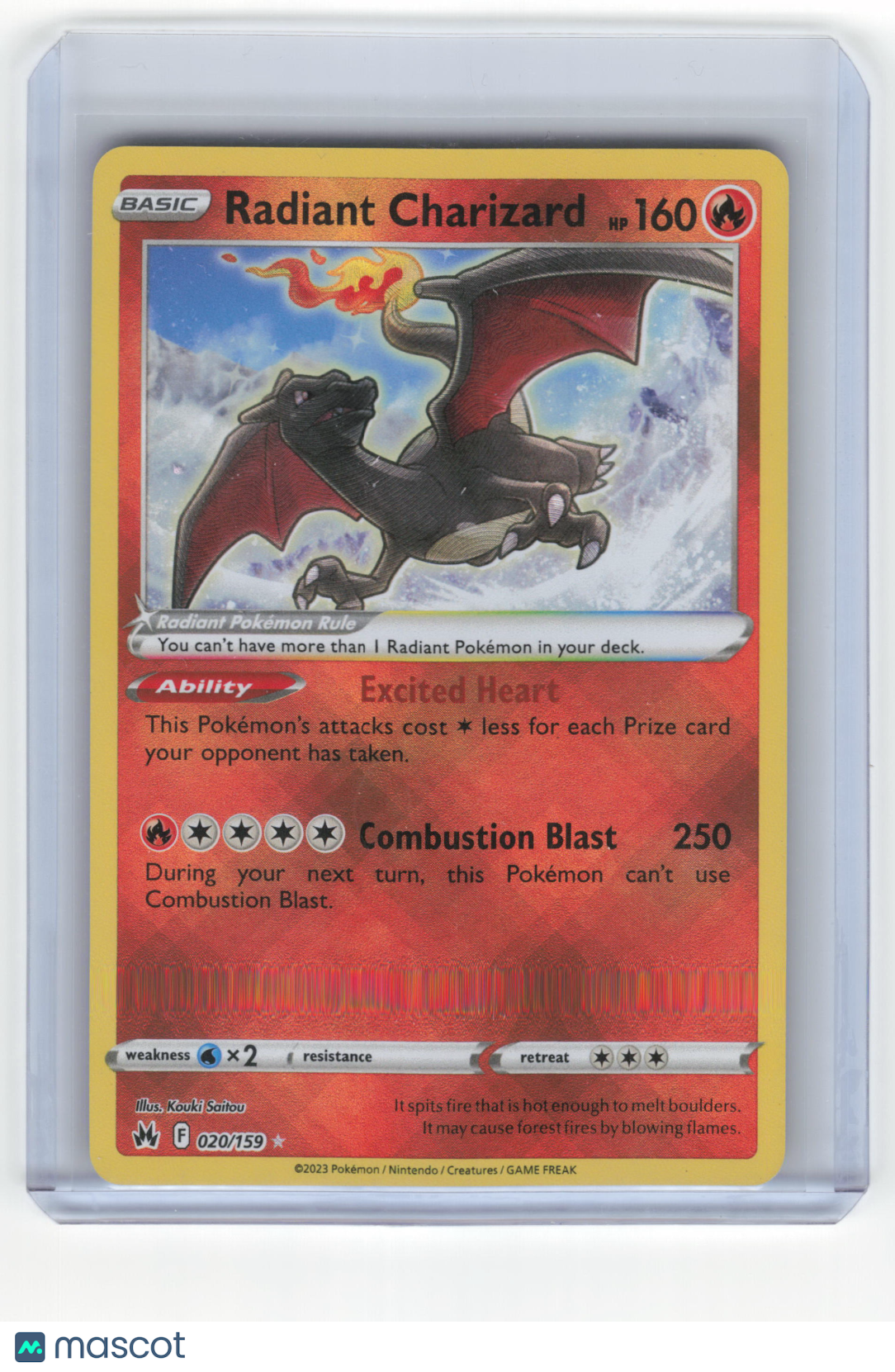 2023 Pokemon Radiant Charizard Crown Zenith Rare Holo #20/159