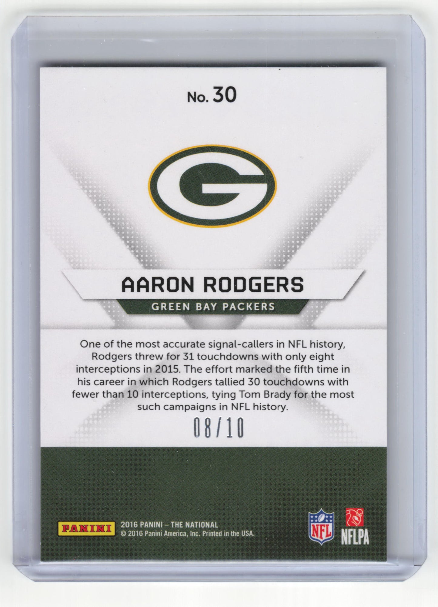 2016 Panini The National Football Aaron Rodgers 08/10 Escher Squares #30 NM