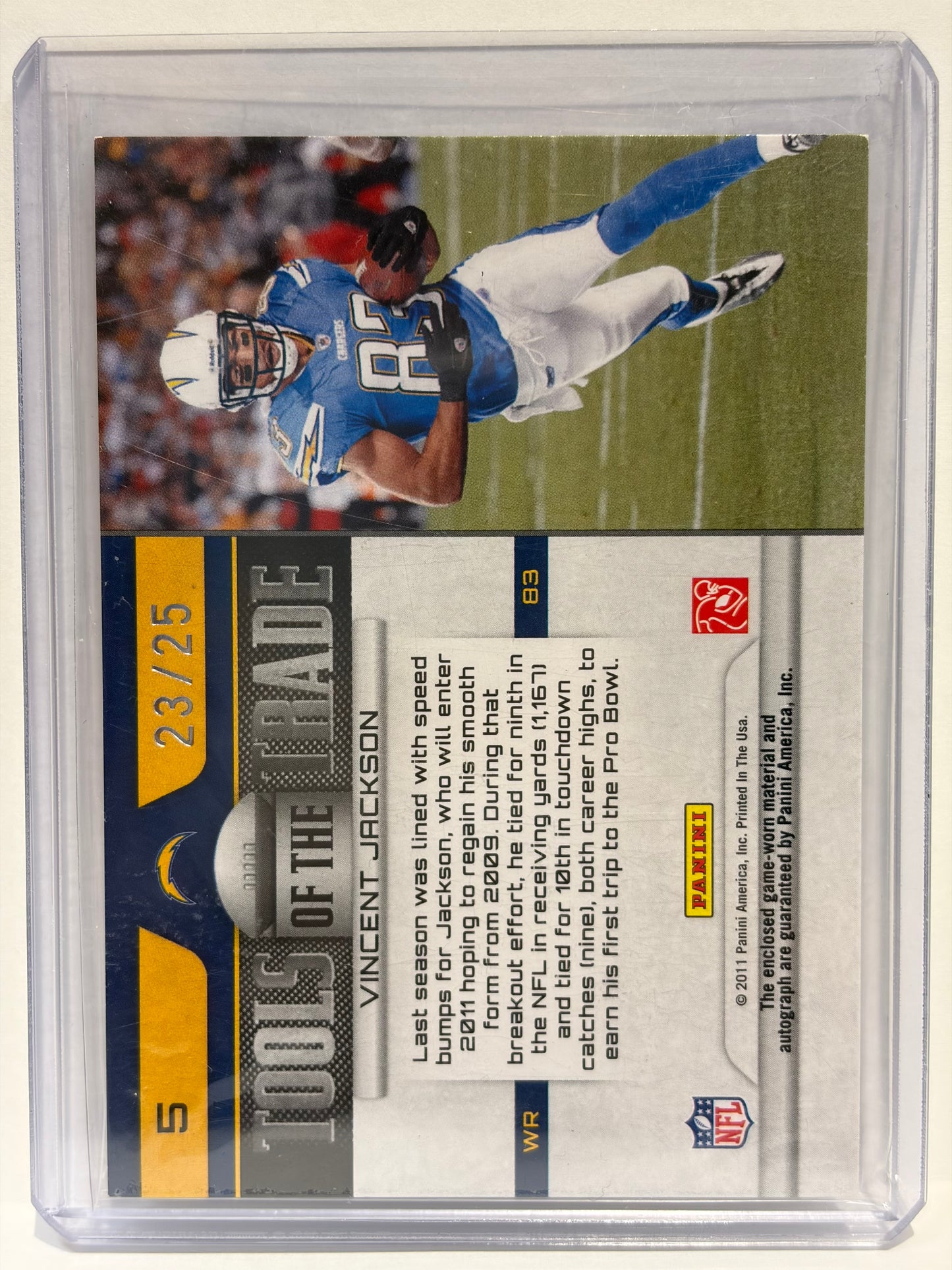 2011 Panini Absolute Memorabilia Vincent Jackson Auto Patch 23/25 Prime #5 NM