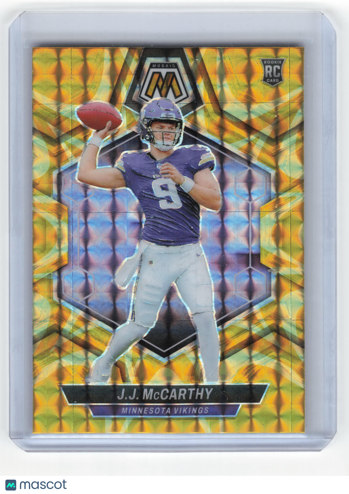 2024 Panini Mosaic Football Football J.J. McCarthy RC Yellow Reactive #310 NM