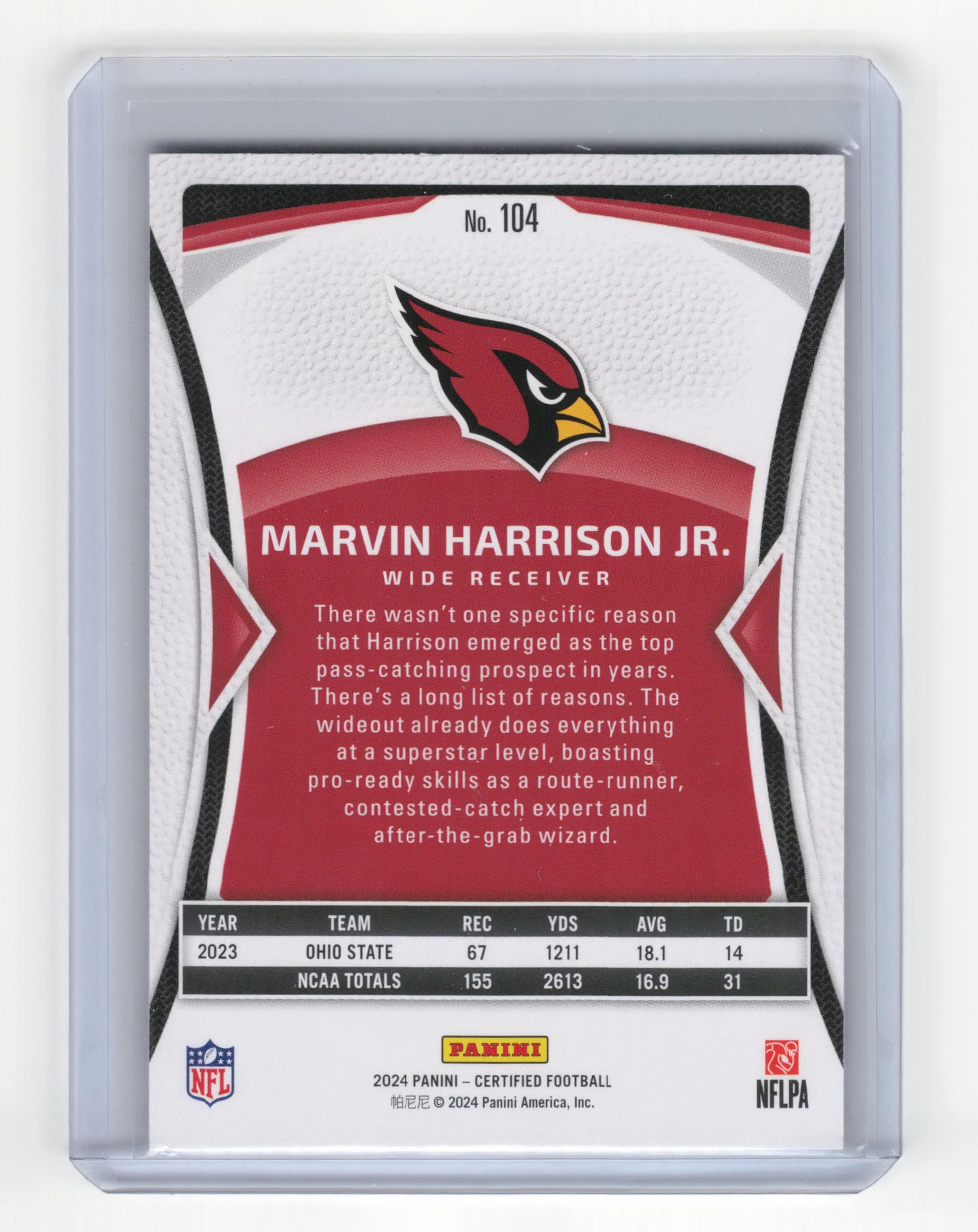 2024 Panini Certified Football Marvin Harrison Jr. RC 007/400 #104 Near Mint