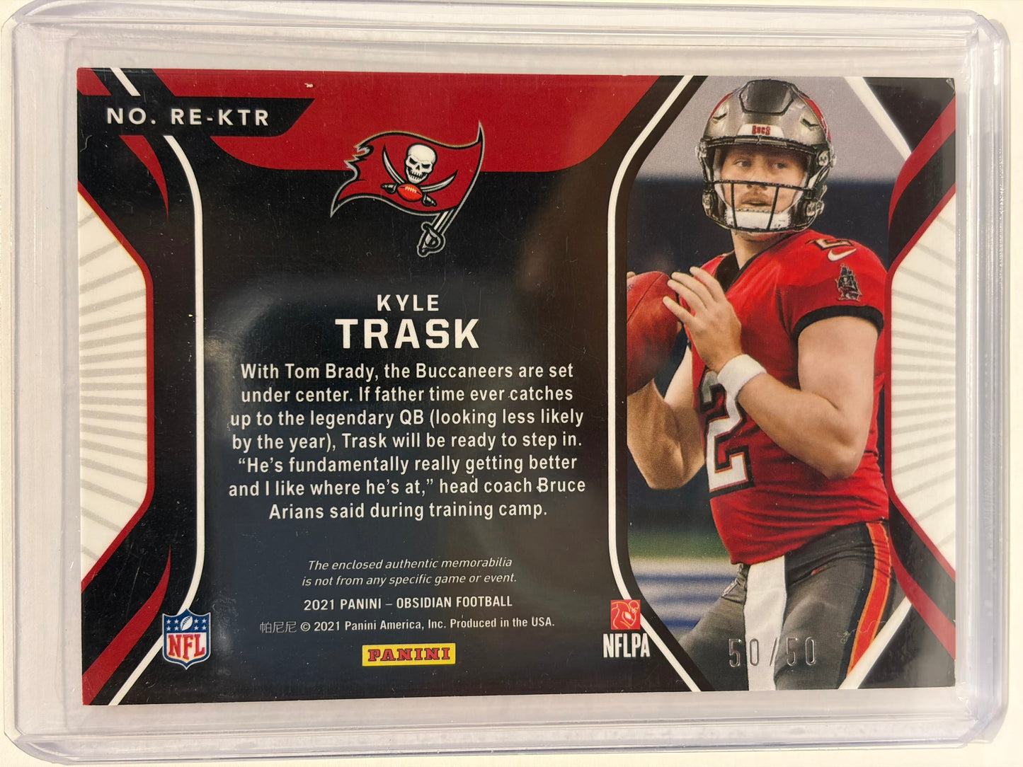 2021 Panini Obsidian Football Kyle Trask RC Patch Green Etch #RE-KTR Near Mint