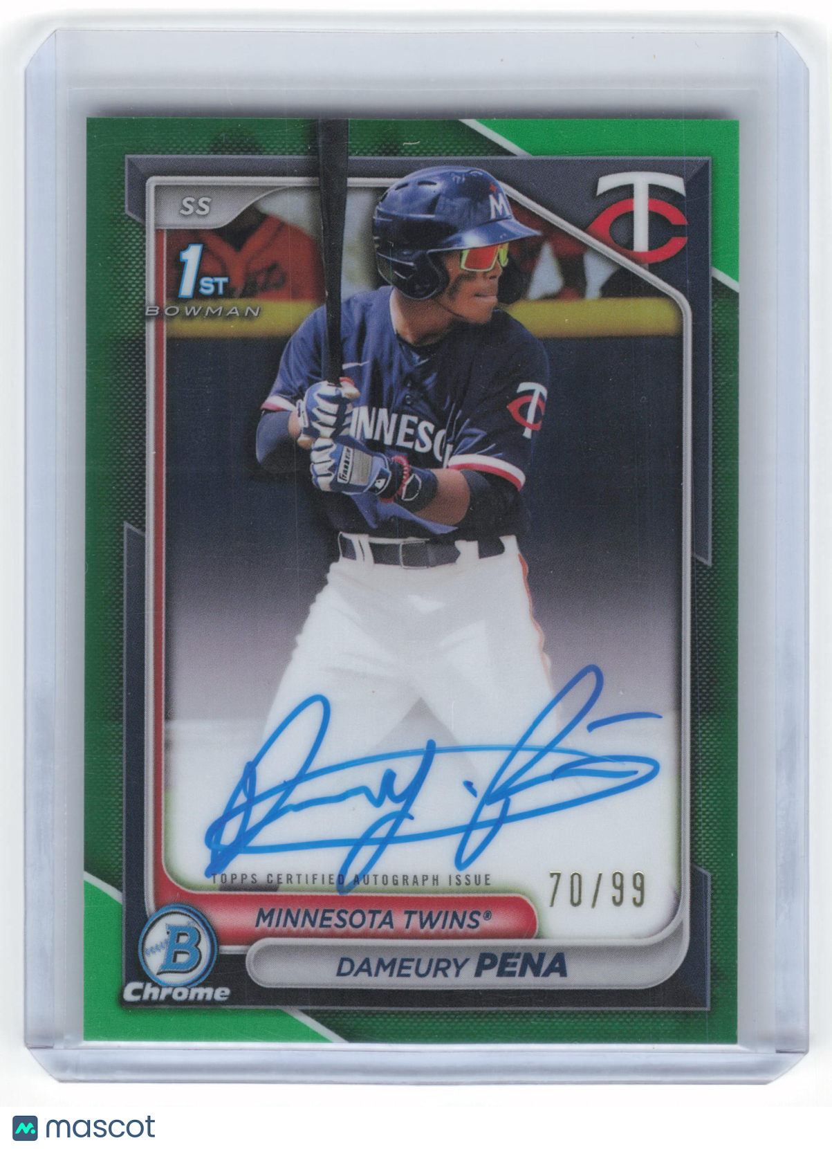2024 Bowman Chrome Prospect Auto Dameury Pena 70/99 Green Refractor #CPA-DPE