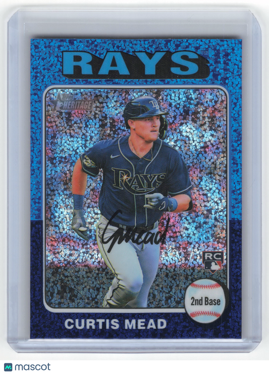 2023 Topps Heritage Baseball Curtis Mead RC Blue Sparkle Refractor #176 NM