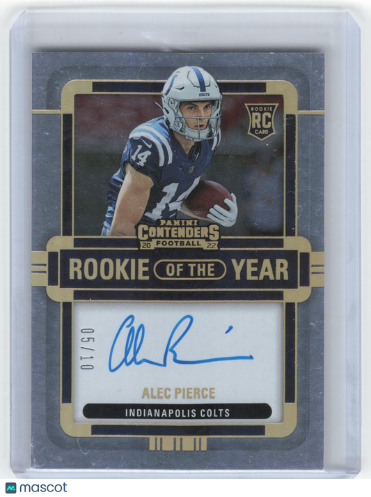2022 2023 Panini Contenders Football Alec Pierce RC 05/10 Foil #RYA-API NM