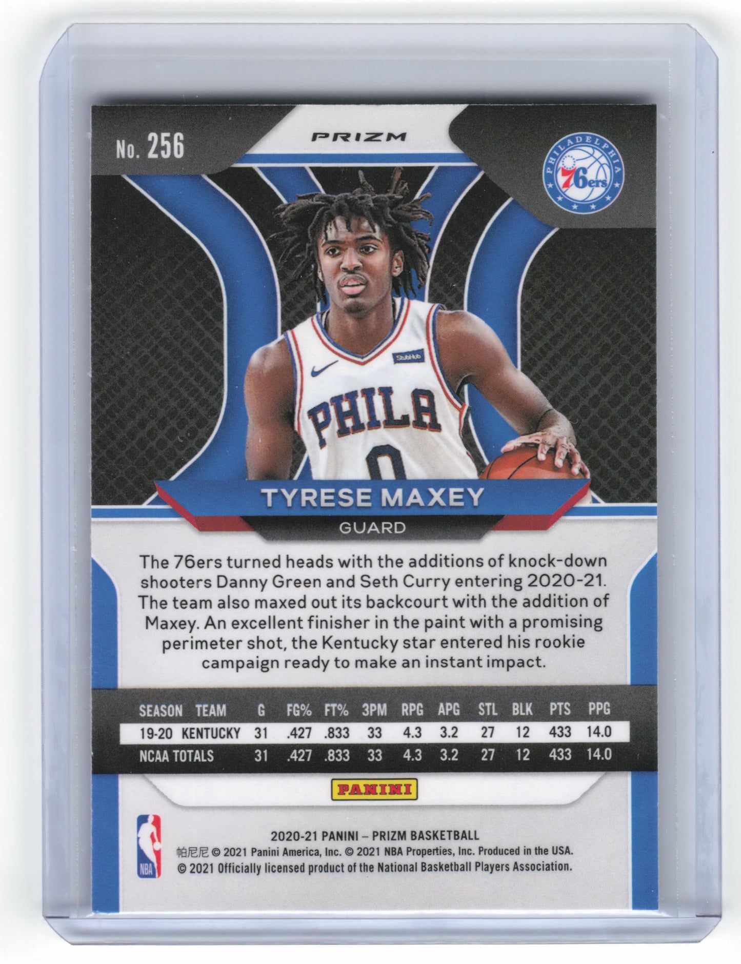 2020-21 Panini Prizm Basketball Tyrese Maxey RC Red White Blue #256 Near Mint
