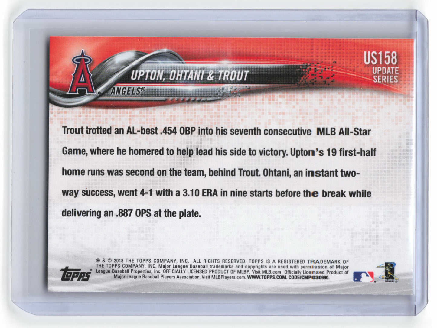 2018 Topps Update Series Baseball Upton, Ohtani, & Trout #US158