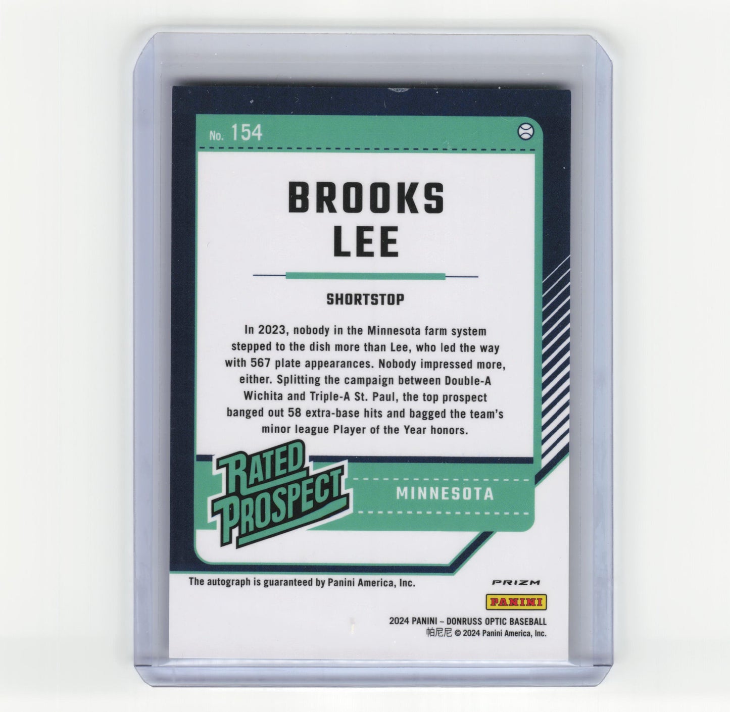 2024 Panini Donruss Optic Rated Prospect Brooks Lee Optic Signature #154 NM