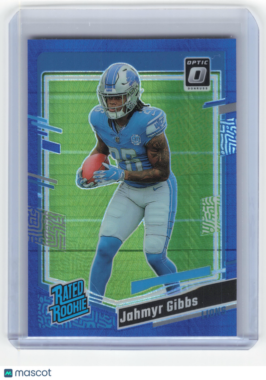 2023 Panini Donruss Optic Football Jahmyr Gibbs Blue Hyper #236 Near Mint