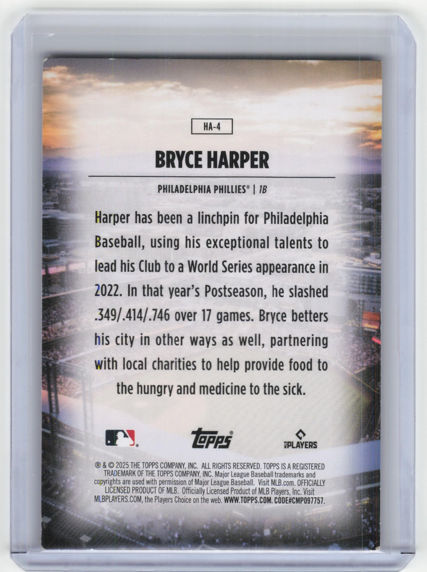2025 Topps Home Field Advantage Baseball Bryce Harper Case Hit #HA-4 Near Mint