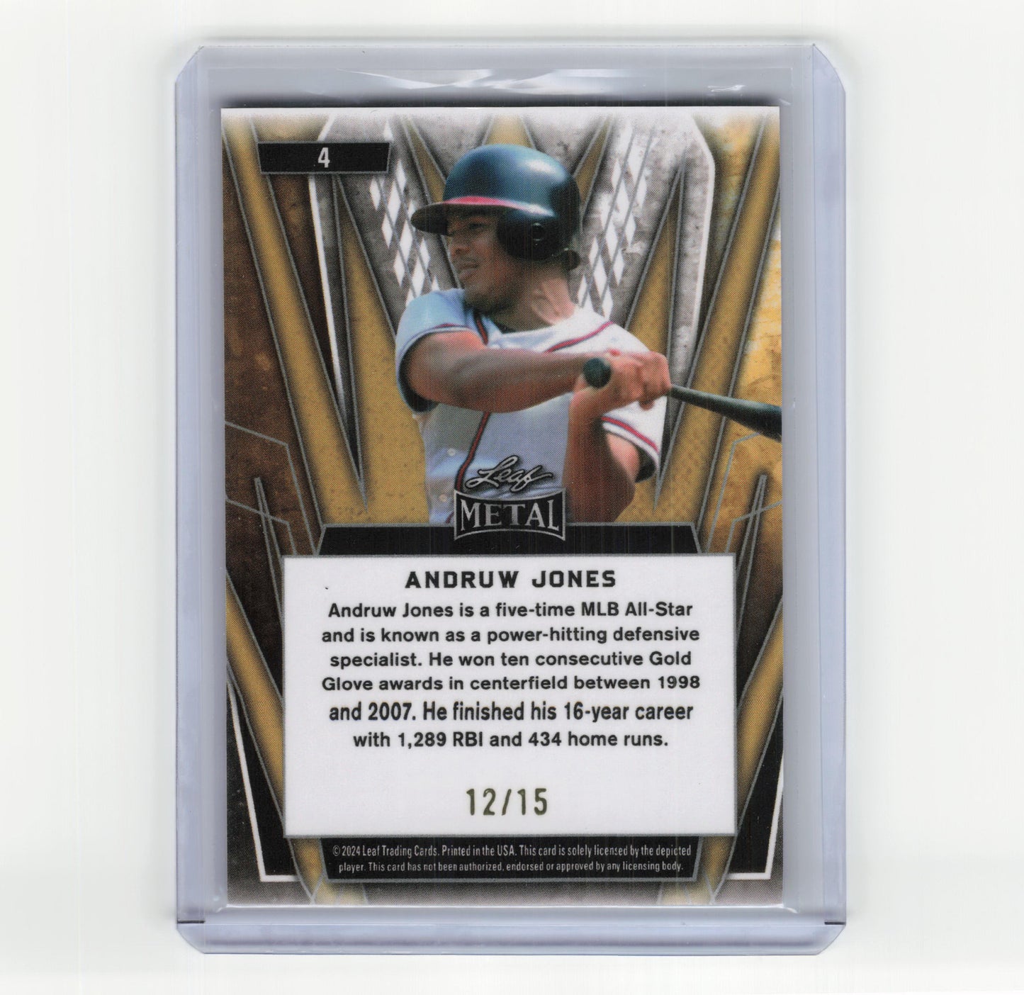 2024 Leaf Metal Baseball Andruw Jones 12/15 Silver Crystals #4 Near Mint