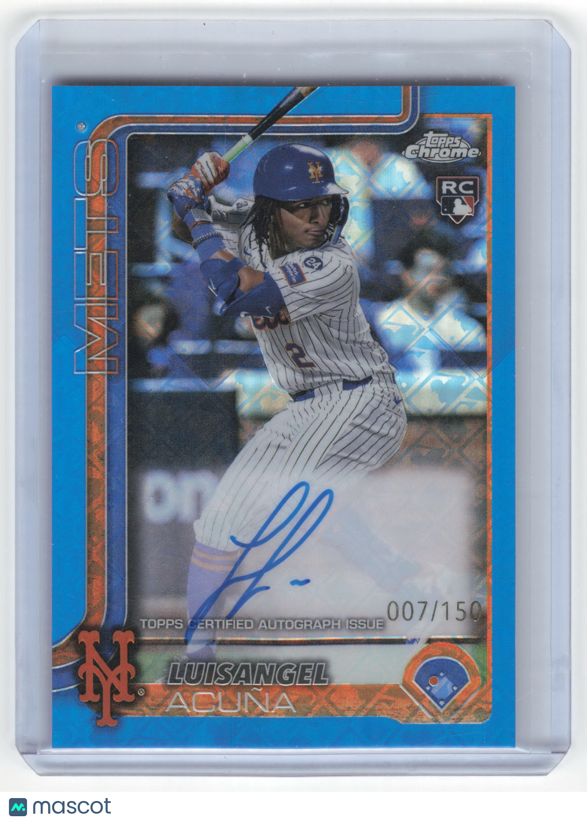 2025 Topps Chrome Baseball Luisangel Acuña Autograph 007/150 RC Blue #RA-LA NM