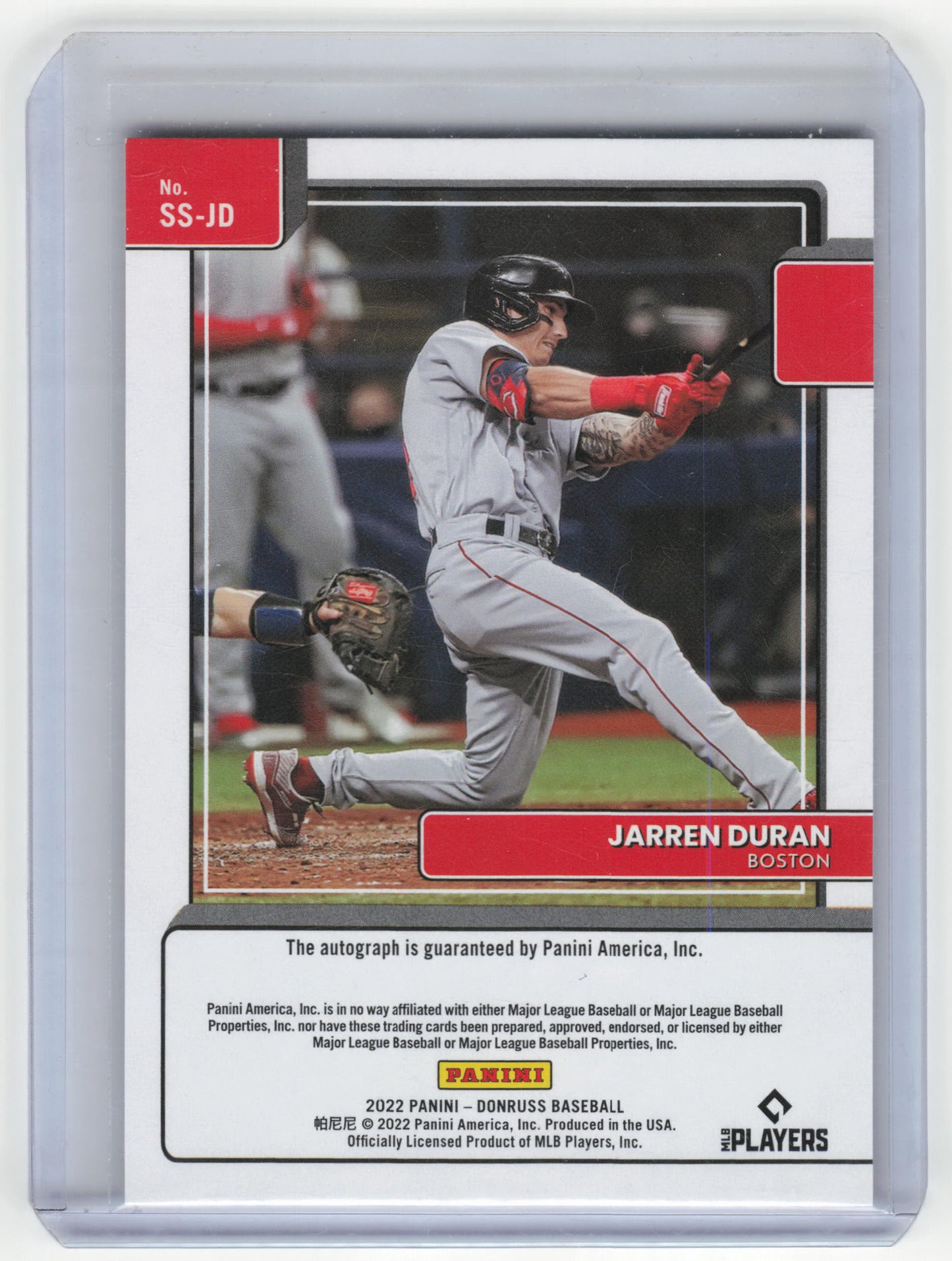 2022 Panini Donruss Signature Series Jarren Duran Autograph #SS-JD Near Mint