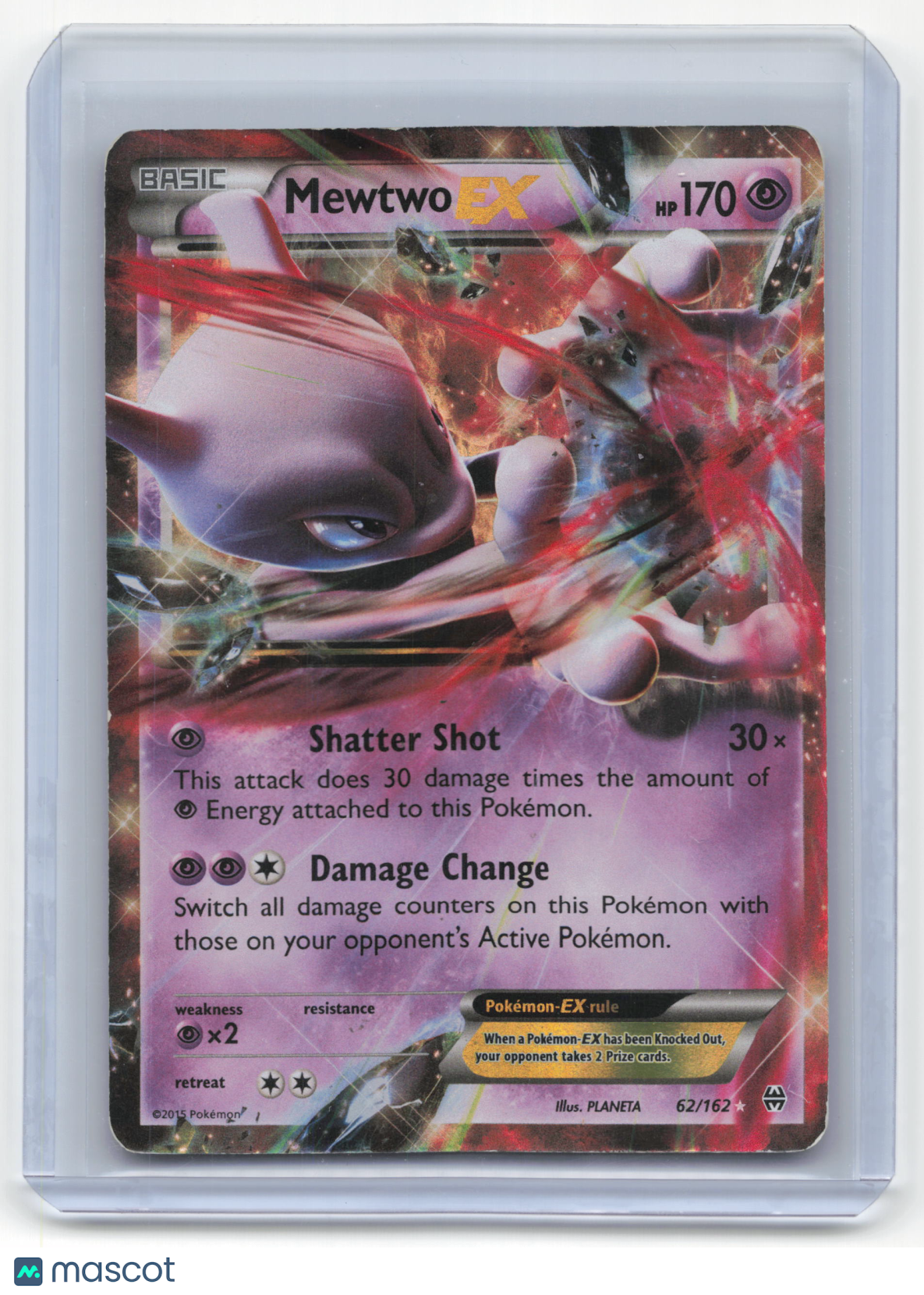 2015 Pokemon Mewtwo EX BREAKthrough Rare Holo #62/162 Lightly Played