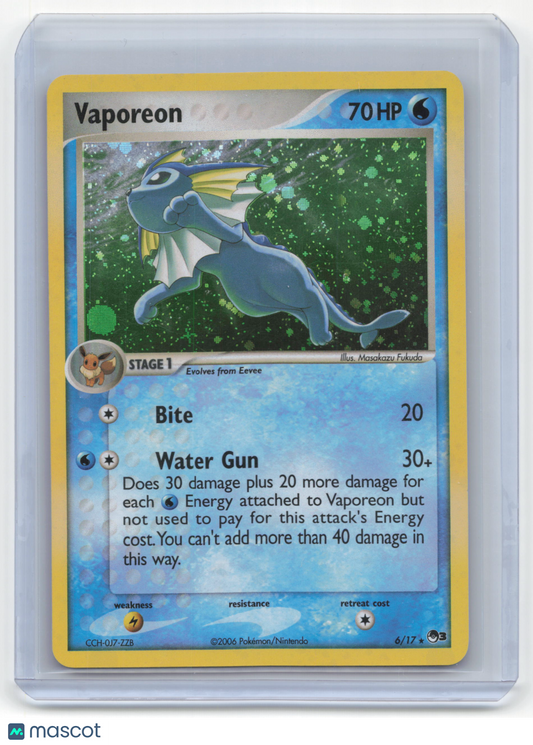 2006 Pokemon Vaporeon POP Series 3 Rare Holo #6/17 Lightly Played