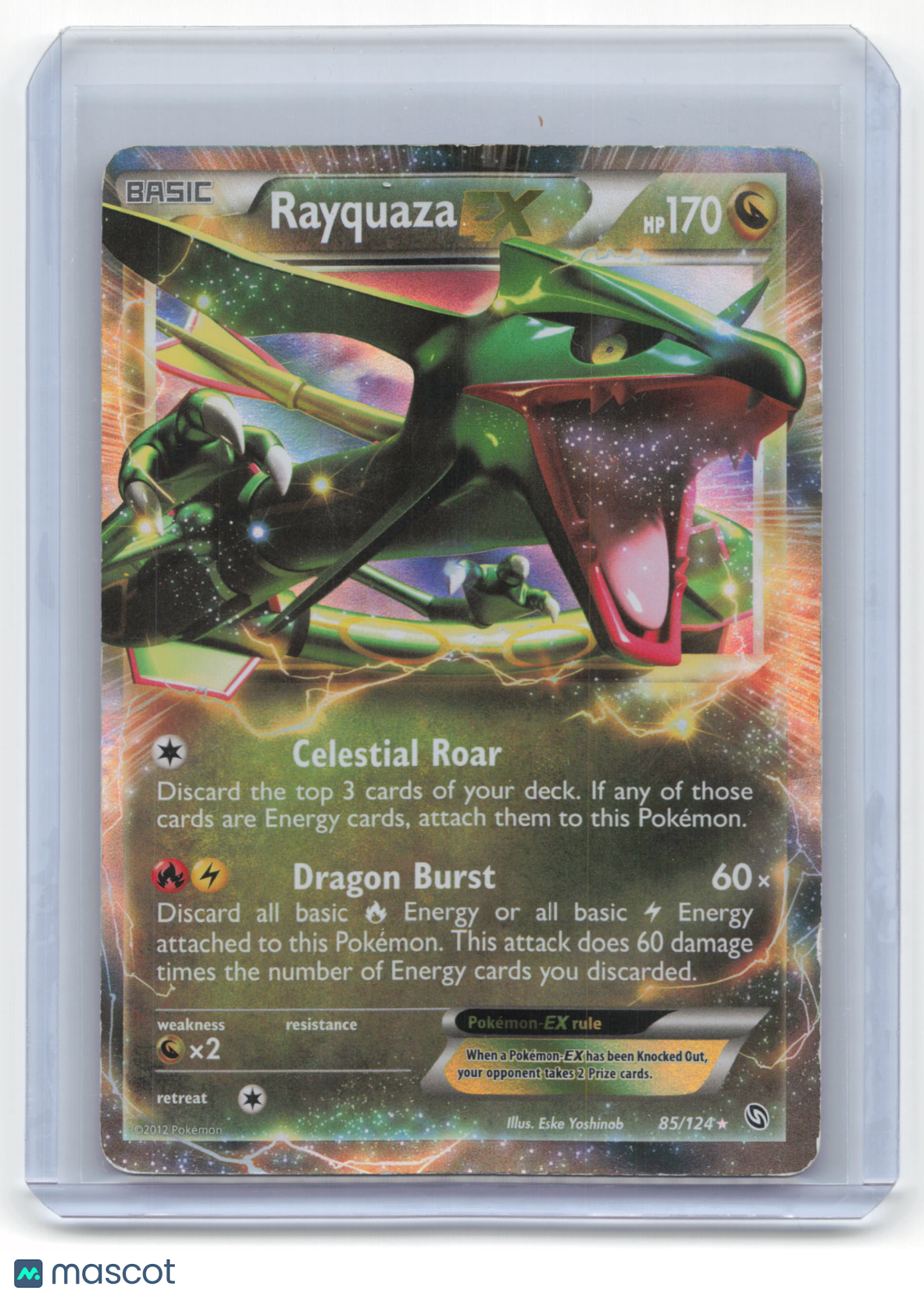 2012 Pokemon Rayquaza EX Dragons Exalted Rare Holo #85/124 Heavily Played