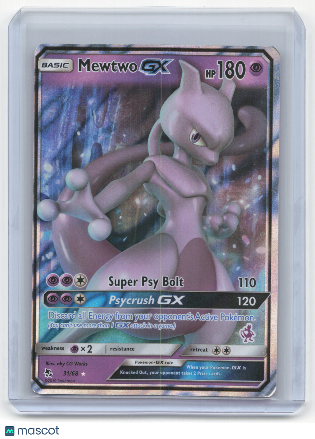 2019 Pokemon Mewtwo GX Hidden Fates Rare Holo #31/68 Near Mint - Papa Joey's Collectibles