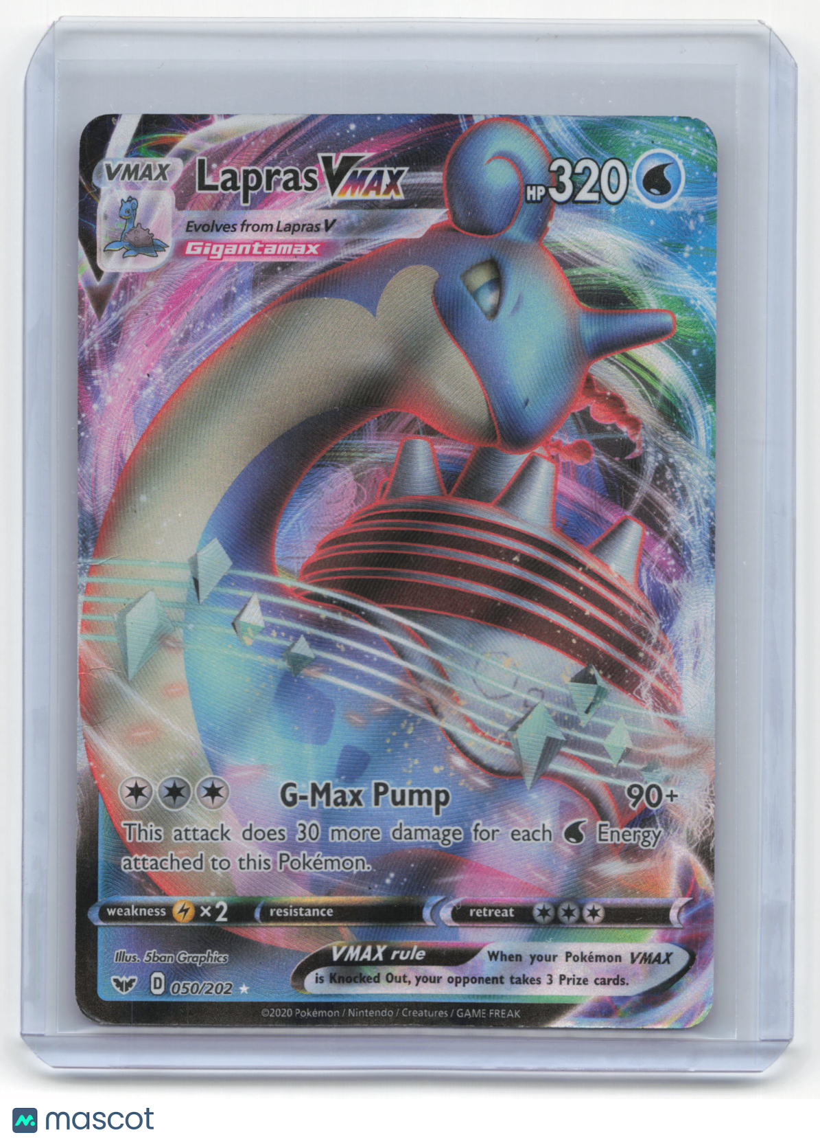 2020 Pokemon Lapras VMAX Sword & Shield Rare Holo #50/202 Near Mint - Papa Joey's Collectibles