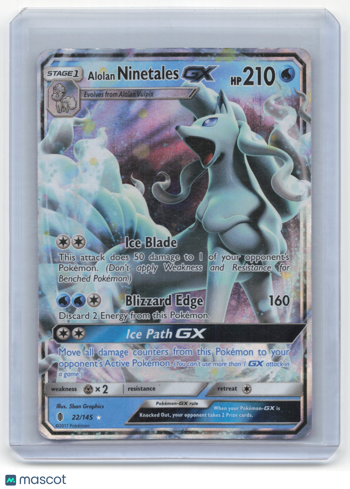 2017 Pokemon Alolan Ninetales GX Guardians Rising Rare Holo #22/145 Near Mint - Papa Joey's Collectibles