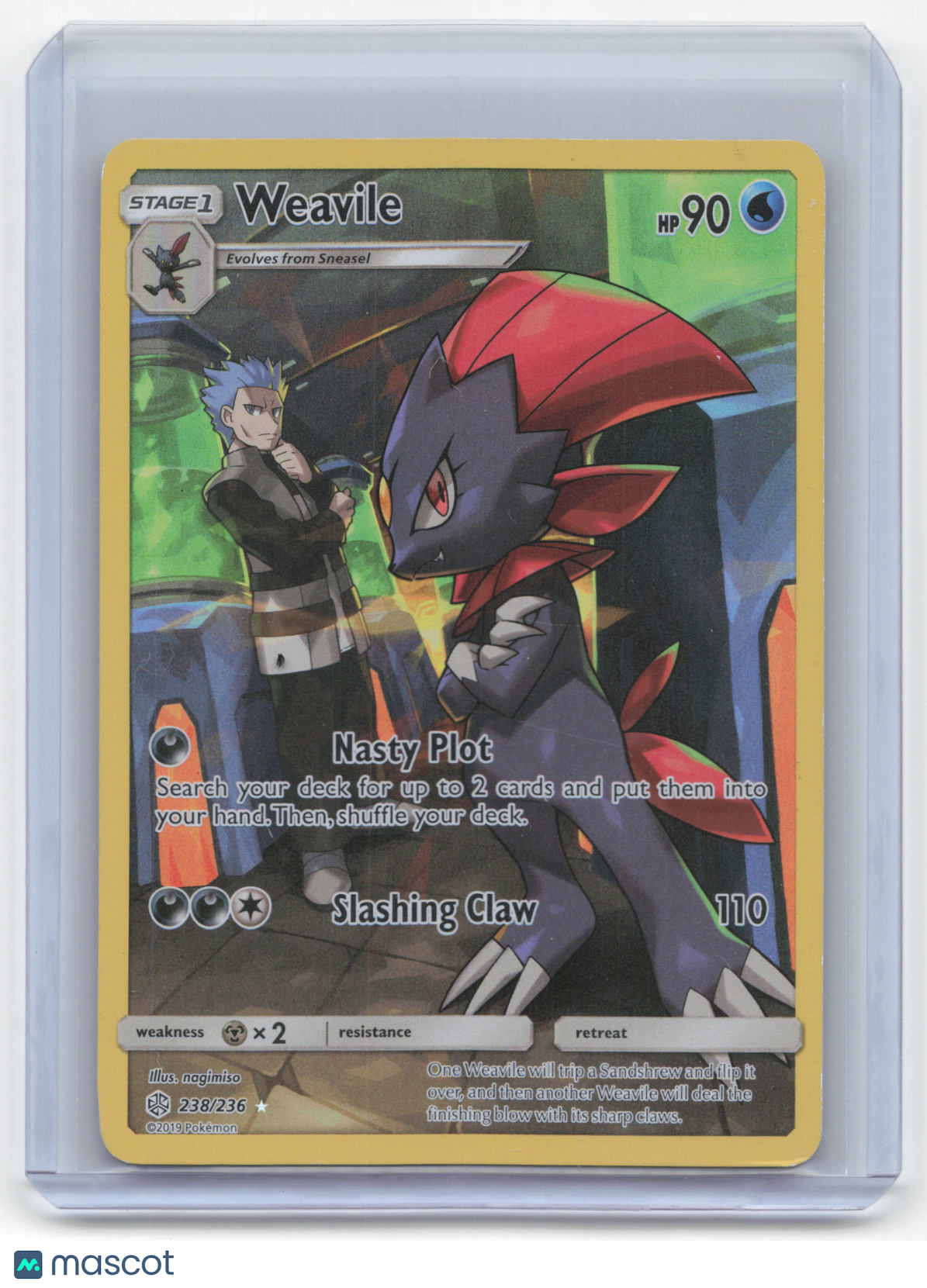 2019 Pokemon Weavile Cosmic Eclipse Secret Rare Foil #238/236 Near Mint - Papa Joey's Collectibles