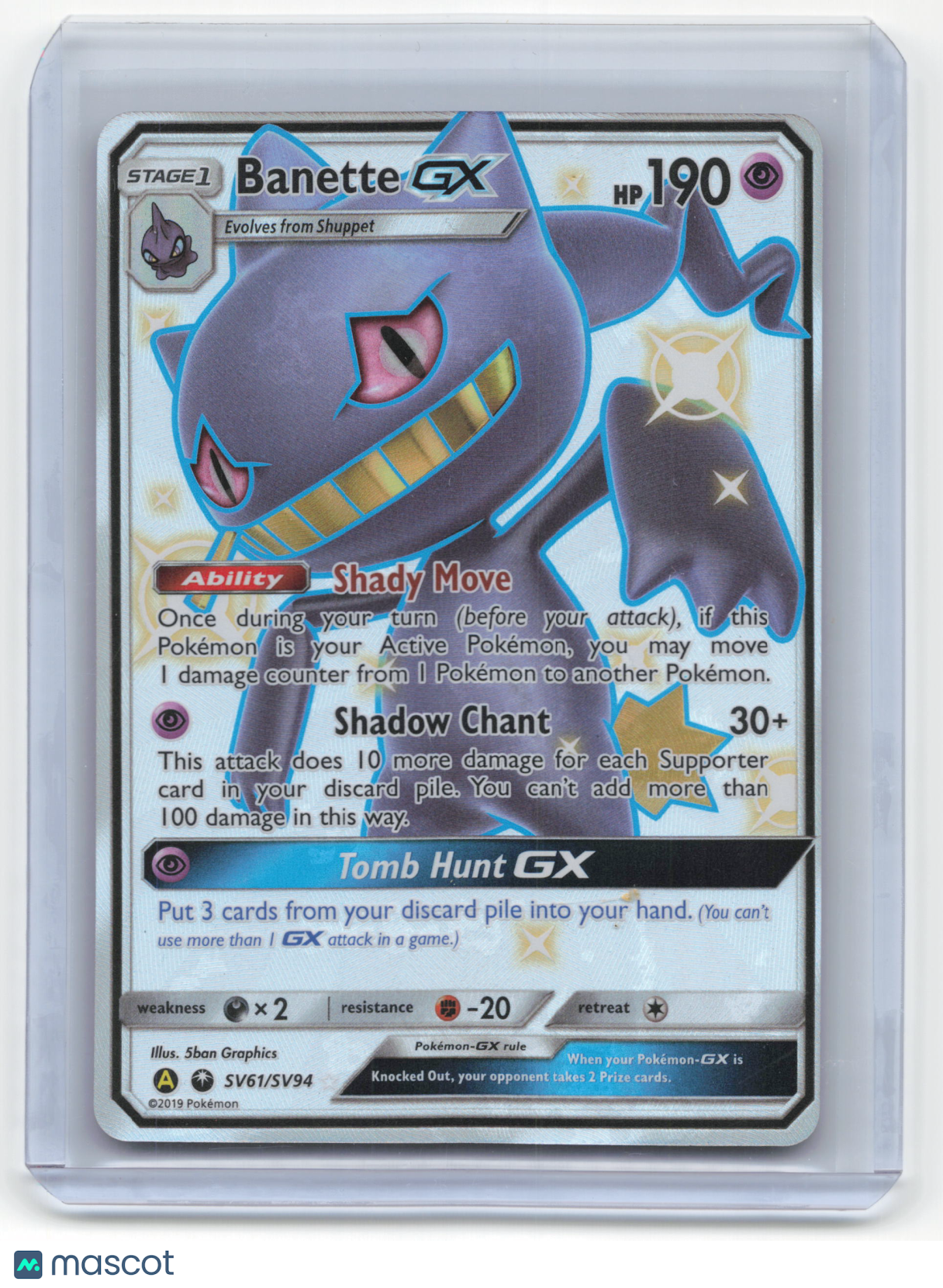 2019 Pokemon Banette GX Hidden Fates: Shiny Vault Rare Holo #SV61/SV94 Near Mint - Papa Joey's Collectibles
