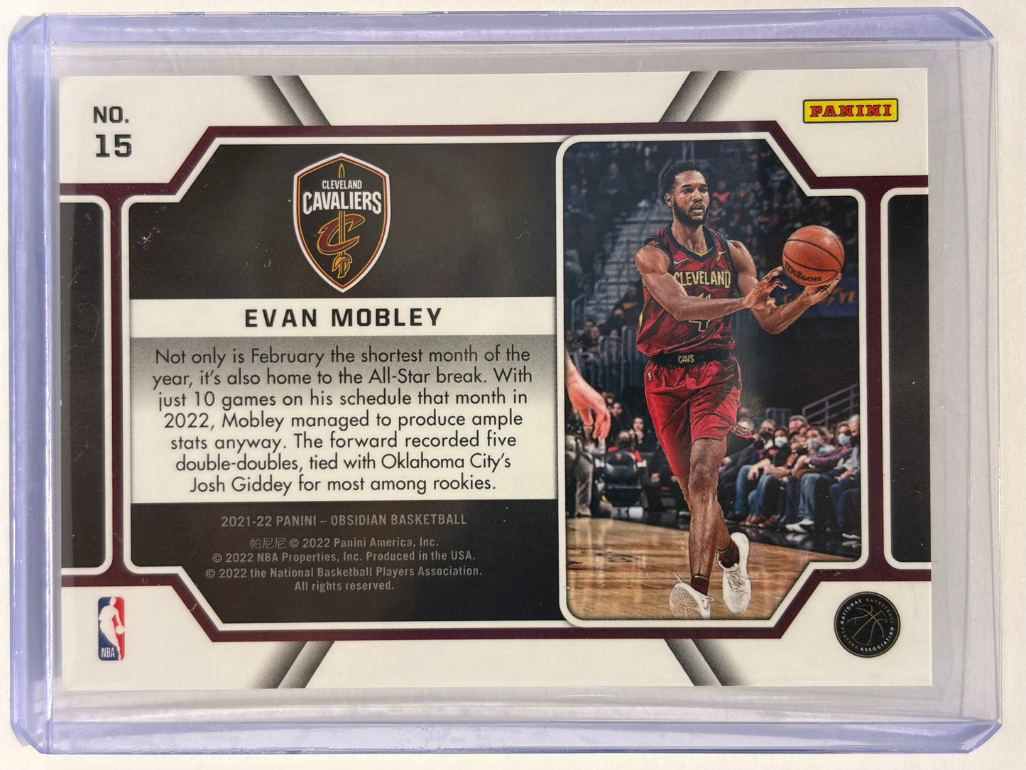 2021-22 Panini Obsidian Pitch Black Evan Mobley Electric Etch Yellow Flood #15 - Papa Joey's Collectibles