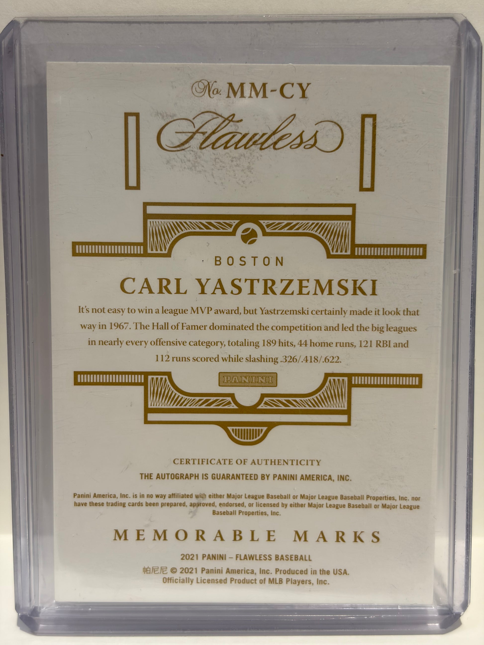 2021 Panini Flawless Memorable Marks Carl Yastrzemski 3/7 Autograph #MM-CY NM - Papa Joey's Collectibles