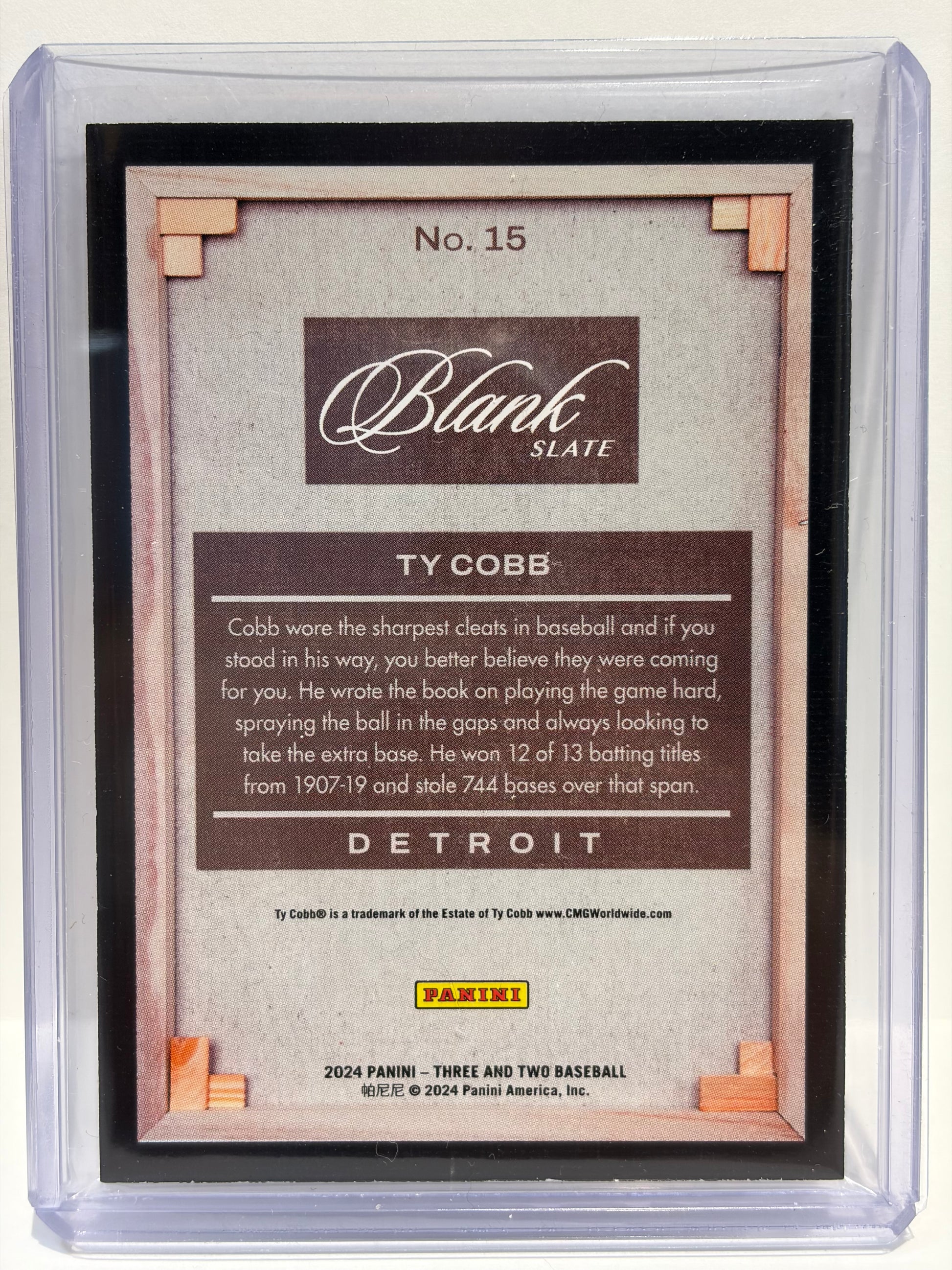 2024 Panini Three and Two Baseball Ty Cobb SSP Blank Slate #15 Near Mint - Papa Joey's Collectibles