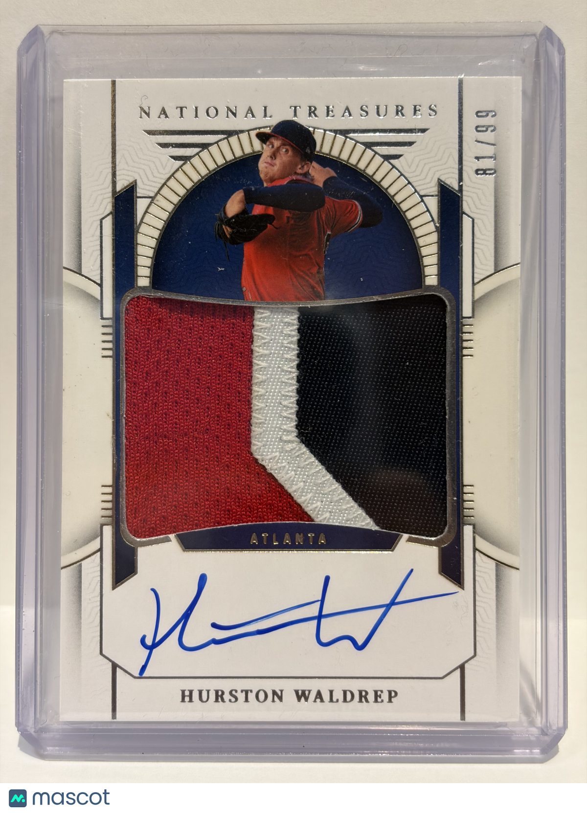 2024 Panini National Treasures Hurston Waldrep Autograph 81/99 Patch #PMS-HW NM - Papa Joey's Collectibles