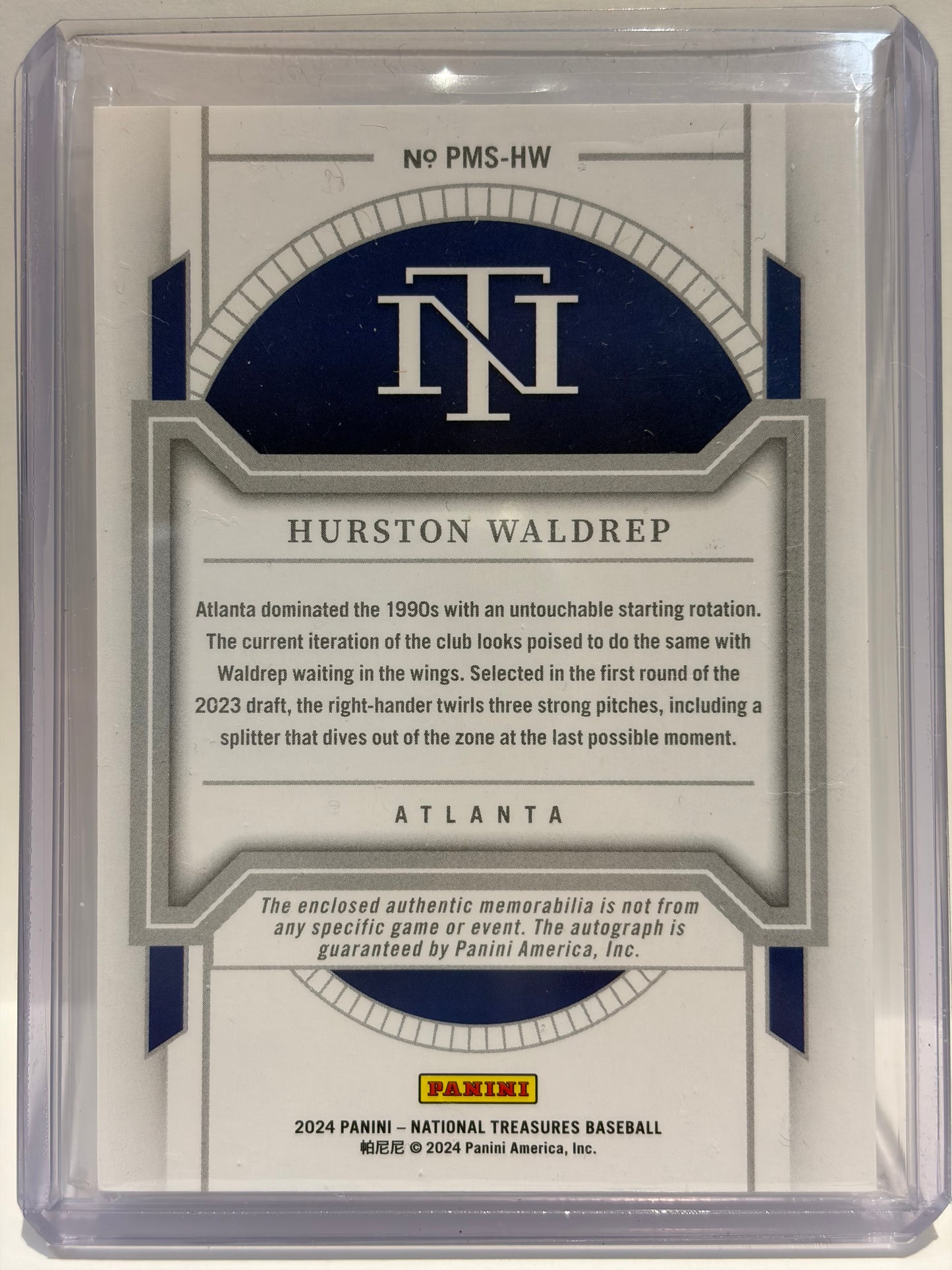 2024 Panini National Treasures Hurston Waldrep Autograph 81/99 Patch #PMS-HW NM - Papa Joey's Collectibles