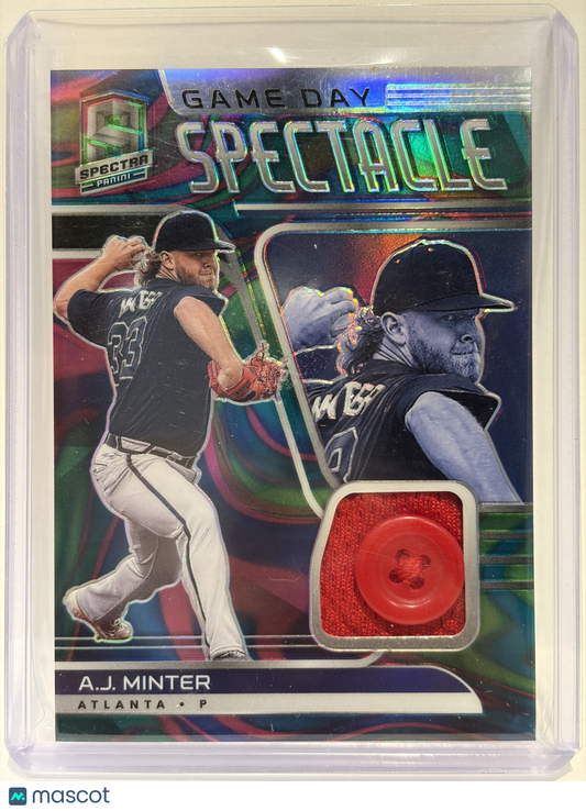 2021 Panini Spectra A.J. Minter 5/5 Button Relic Marble Neon #GDJ-AM Near Mint - Papa Joey's Collectibles