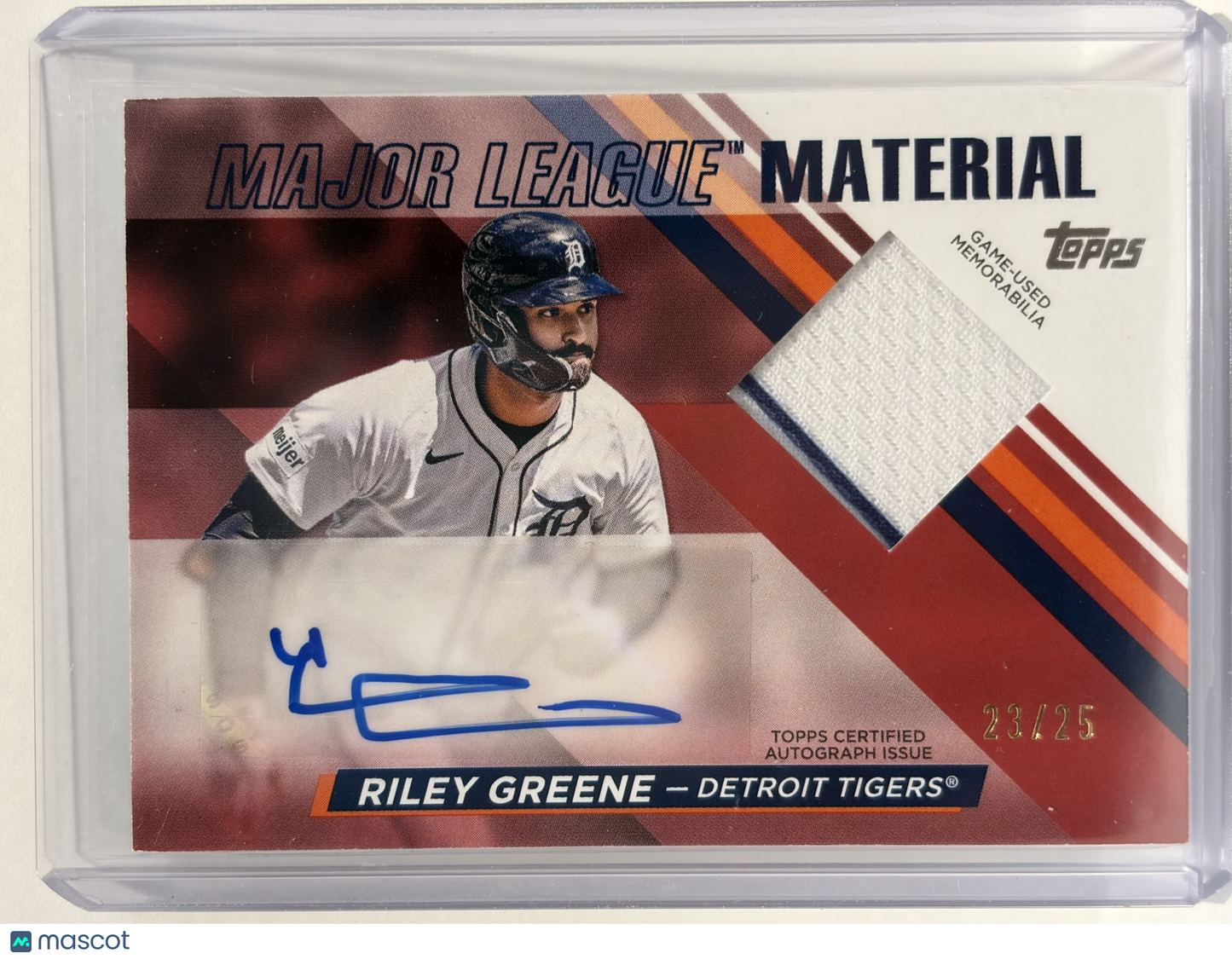 2024 Topps Baseball Update Series Riley Greene Auto Patch 23/25 #MLMAU-RG - Papa Joey's Collectibles