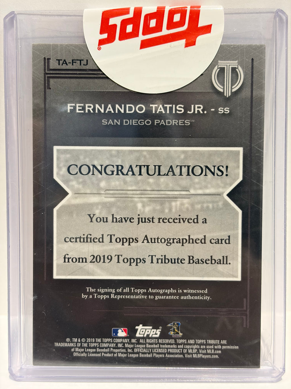 2019 Topps Tribute Fernando Tatis Jr. Auto 43/50 RC Purple #TA-FTJ Near Mint