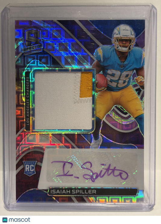 2022 Panini Spectra Isaiah Spiller Auto 26/30 Patch RC Neon Purple #234 NM - Papa Joey's Collectibles