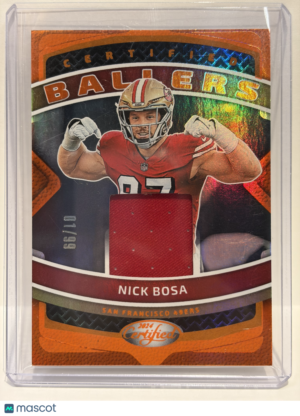 2024 Panini Certified Nick Bosa Patch 01/99 Mirror Orange #CBM-NBA Near Mint - Papa Joey's Collectibles