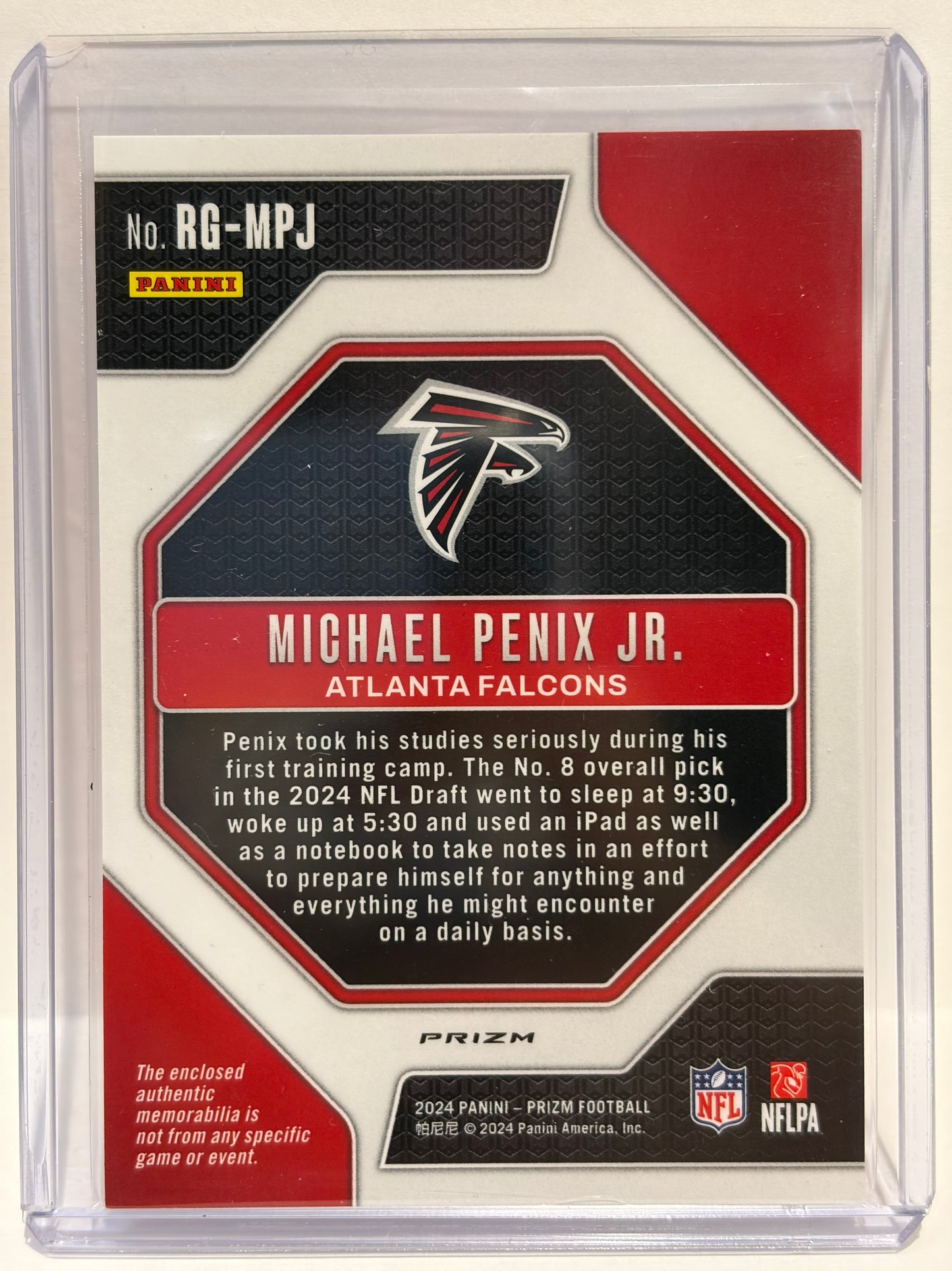 2024 Panini Prizm Rookie Gear Michael Penix Jr. Patch RC Pink #RG-MPJ Near Mint - Papa Joey's Collectibles