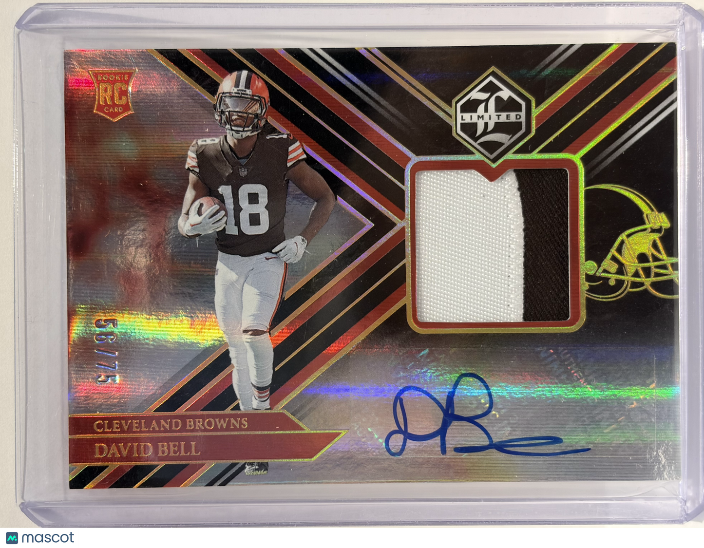 2023 Panini Limited Football David Bell Autograph Patch RC 56/75 #132 Near Mint - Papa Joey's Collectibles