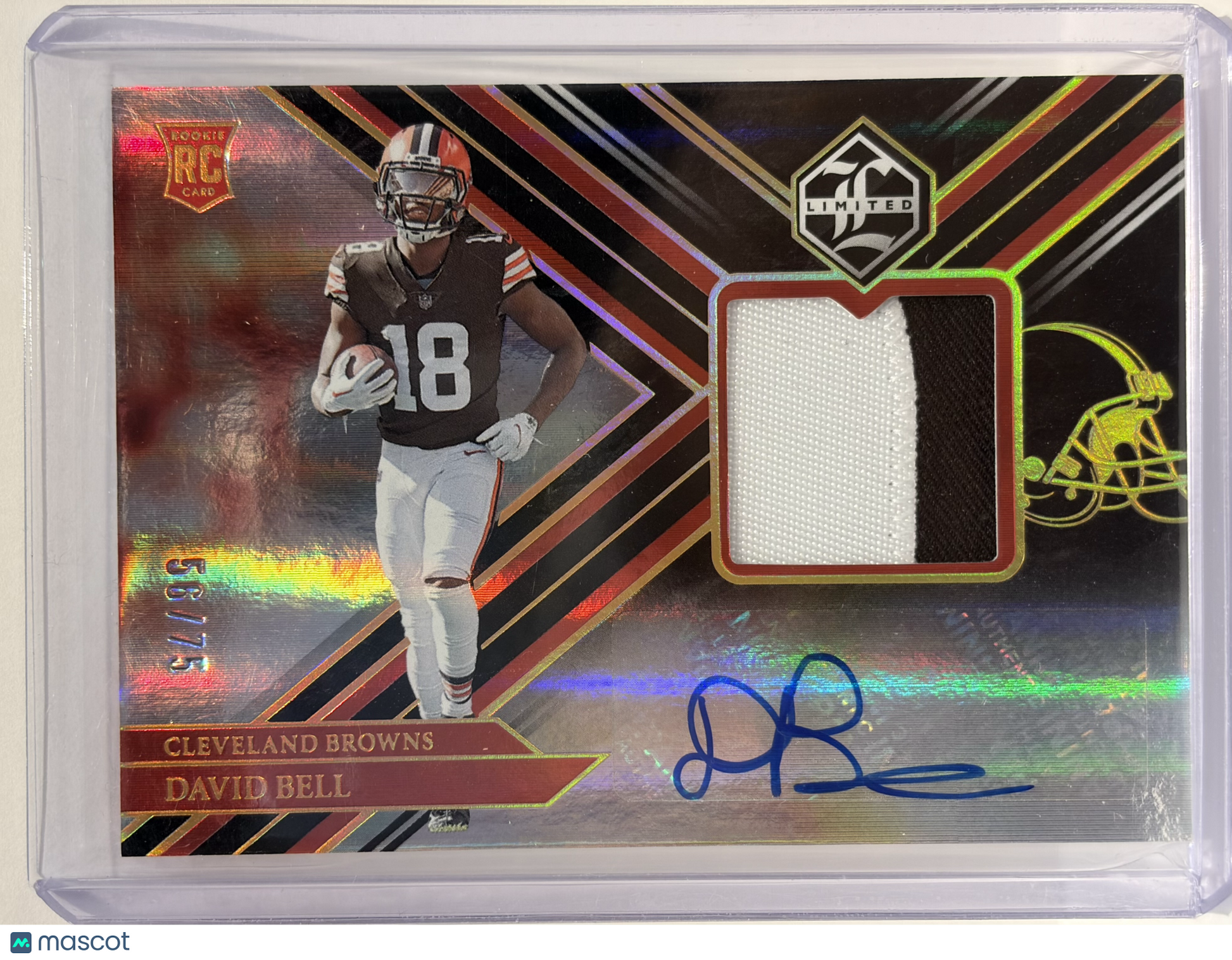 2023 Panini Limited Football David Bell Autograph Patch RC 56/75 #132 Near Mint - Papa Joey's Collectibles