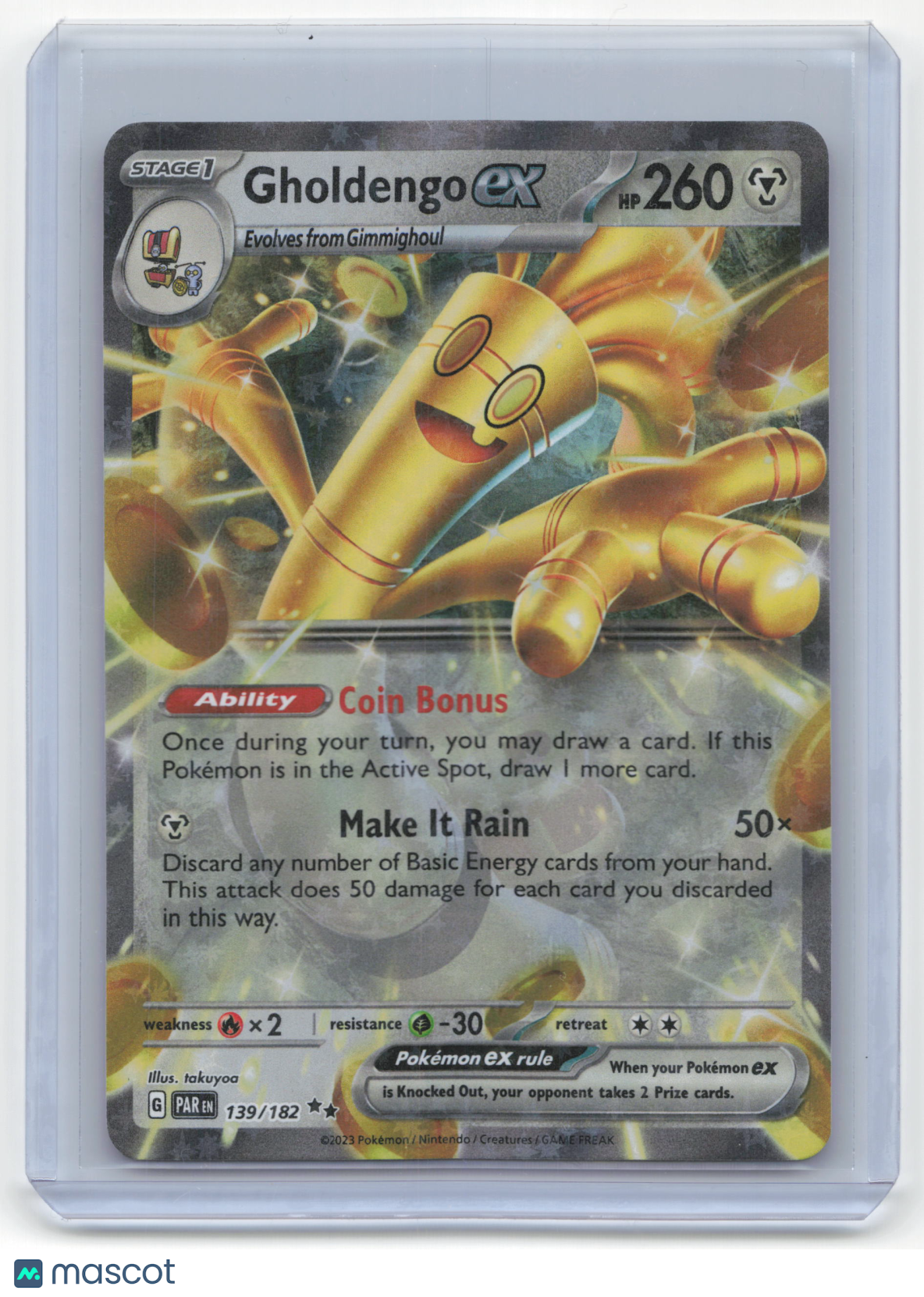 2023 Pokemon Gholdengo EX Prismatic Evolutions Double Rare Holo #139/182 NM - Papa Joey's Collectibles