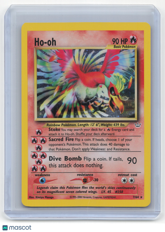 2000 Pokemon Ho-Oh Neo Revelation Rare Holo #7/64 Lightly Played - Papa Joey's Collectibles