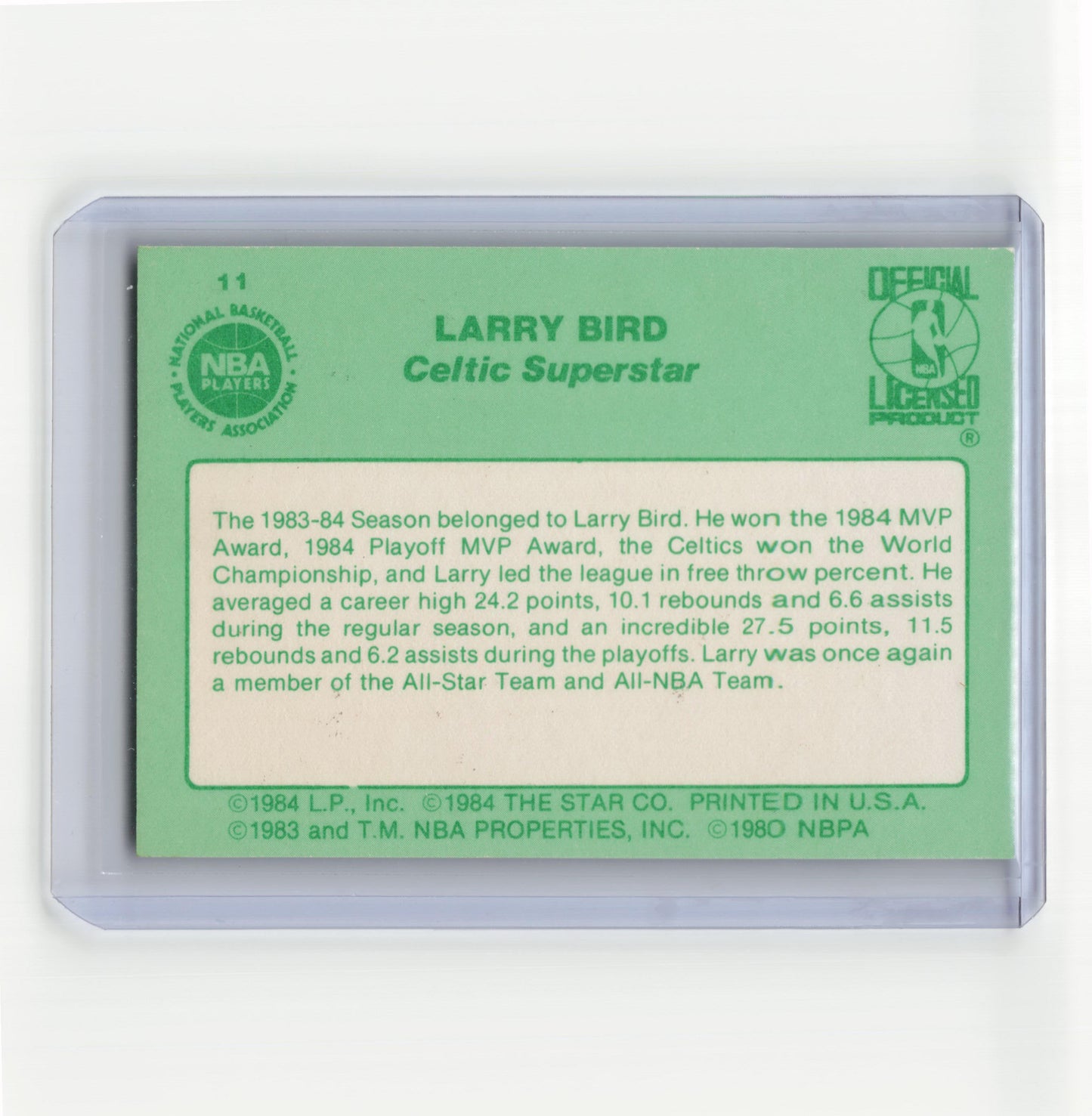 The Star Co. 1984 Star Basketball Larry Bird The 1983-84 Season #11 Near Mint - Papa Joey's Collectibles