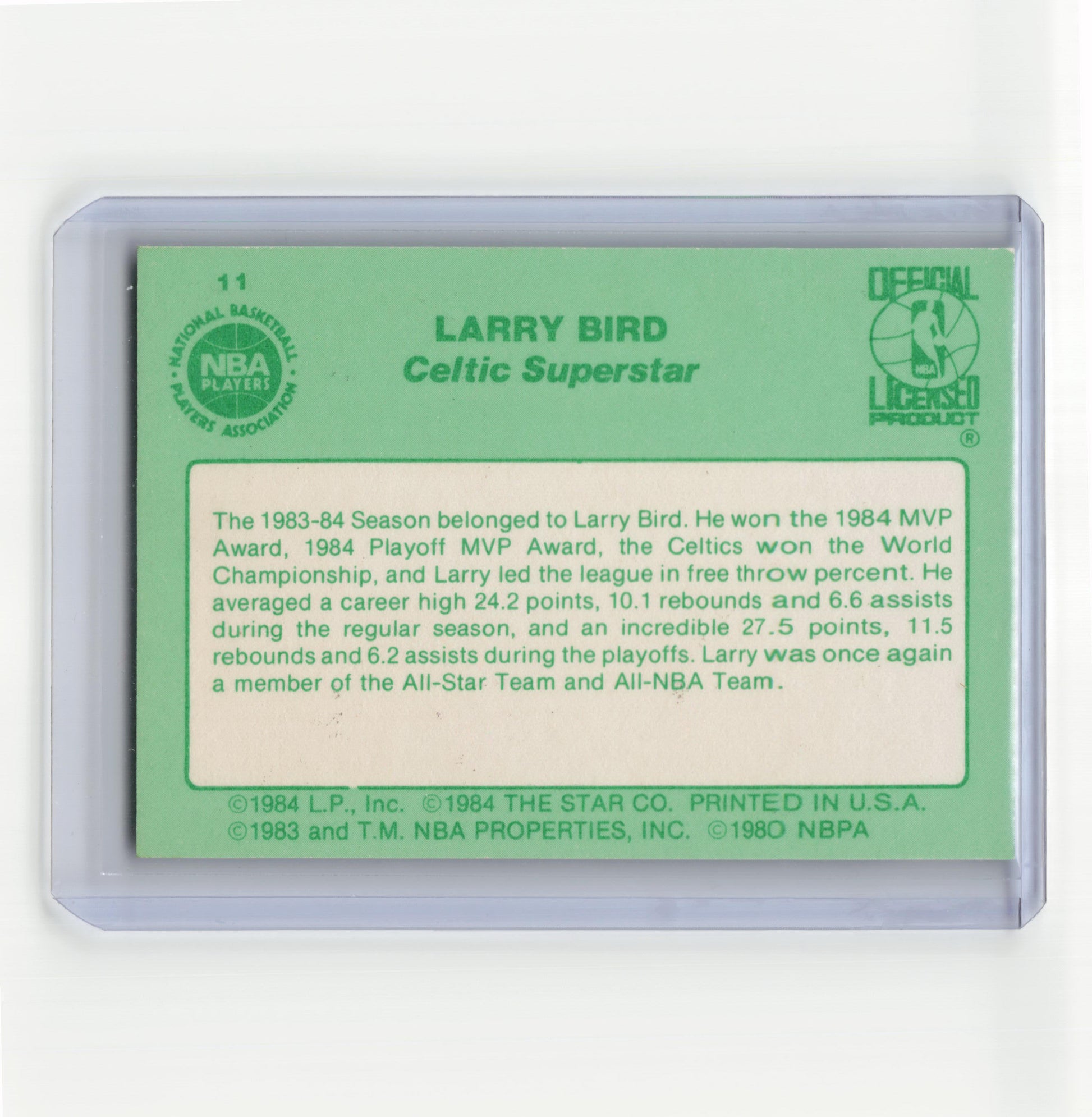 The Star Co. 1984 Star Basketball Larry Bird The 1983-84 Season #11 Near Mint - Papa Joey's Collectibles