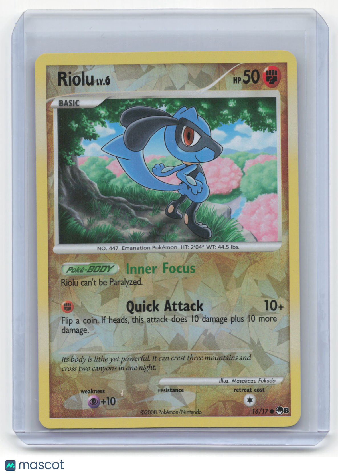 2008 Pokemon Riolu Pop Series 8 Uncommon Reverse Holo #16/17 Heavily Played - Papa Joey's Collectibles