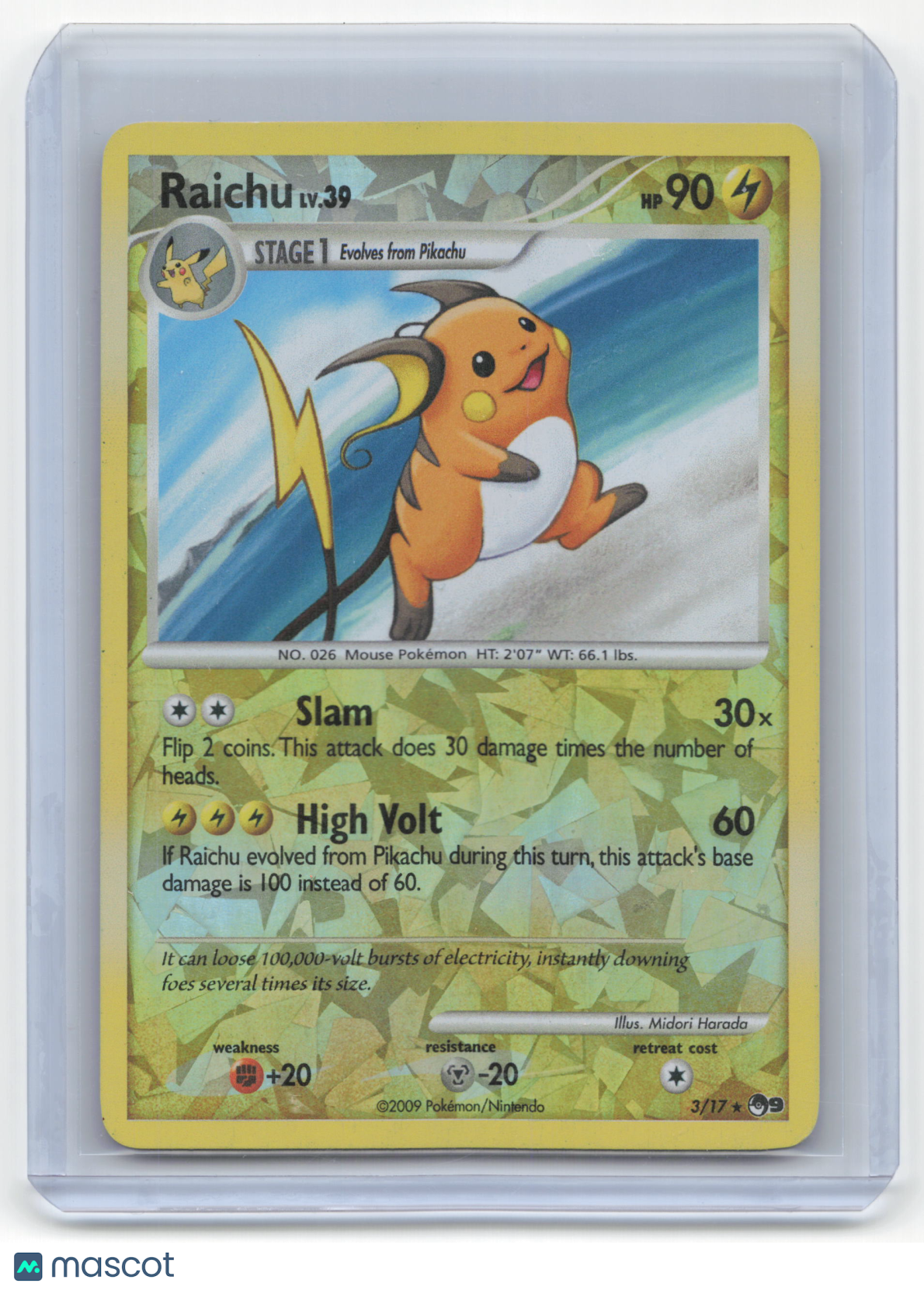 2009 Pokemon Raichu POP Series 9 Rare Reverse Holo #3/17 Lightly Played - Papa Joey's Collectibles