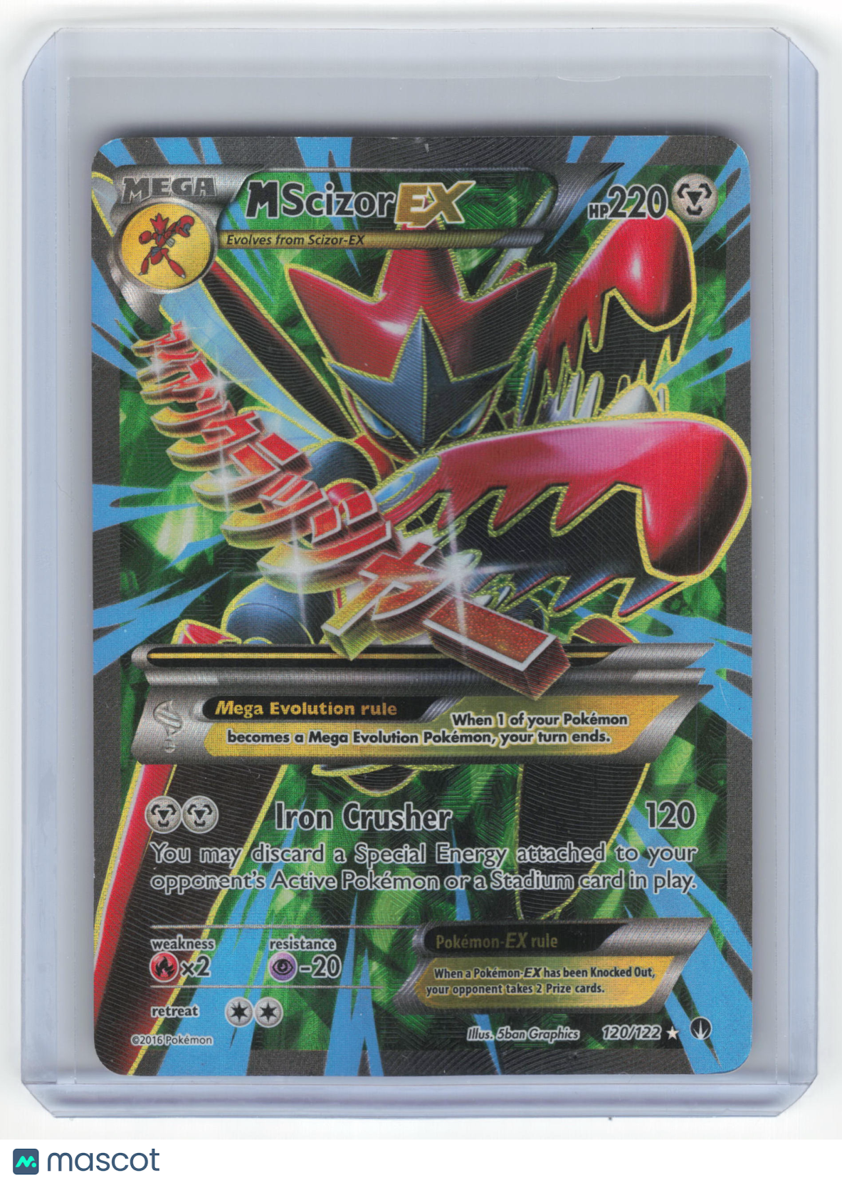 2016 Pokemon M Scizor EX BREAKpoint Ultra Rare Holo #120/122 FA Heavily Played - Papa Joey's Collectibles
