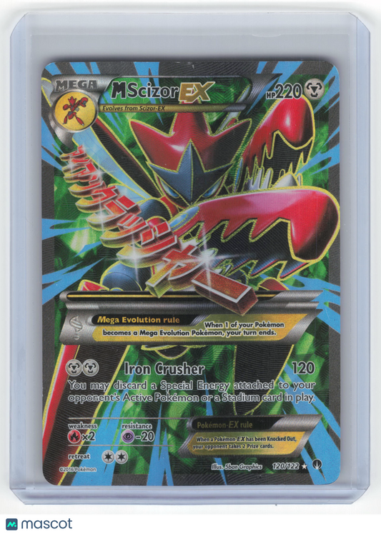 2016 Pokemon M Scizor EX BREAKpoint Ultra Rare Holo #120/122 FA Heavily Played - Papa Joey's Collectibles