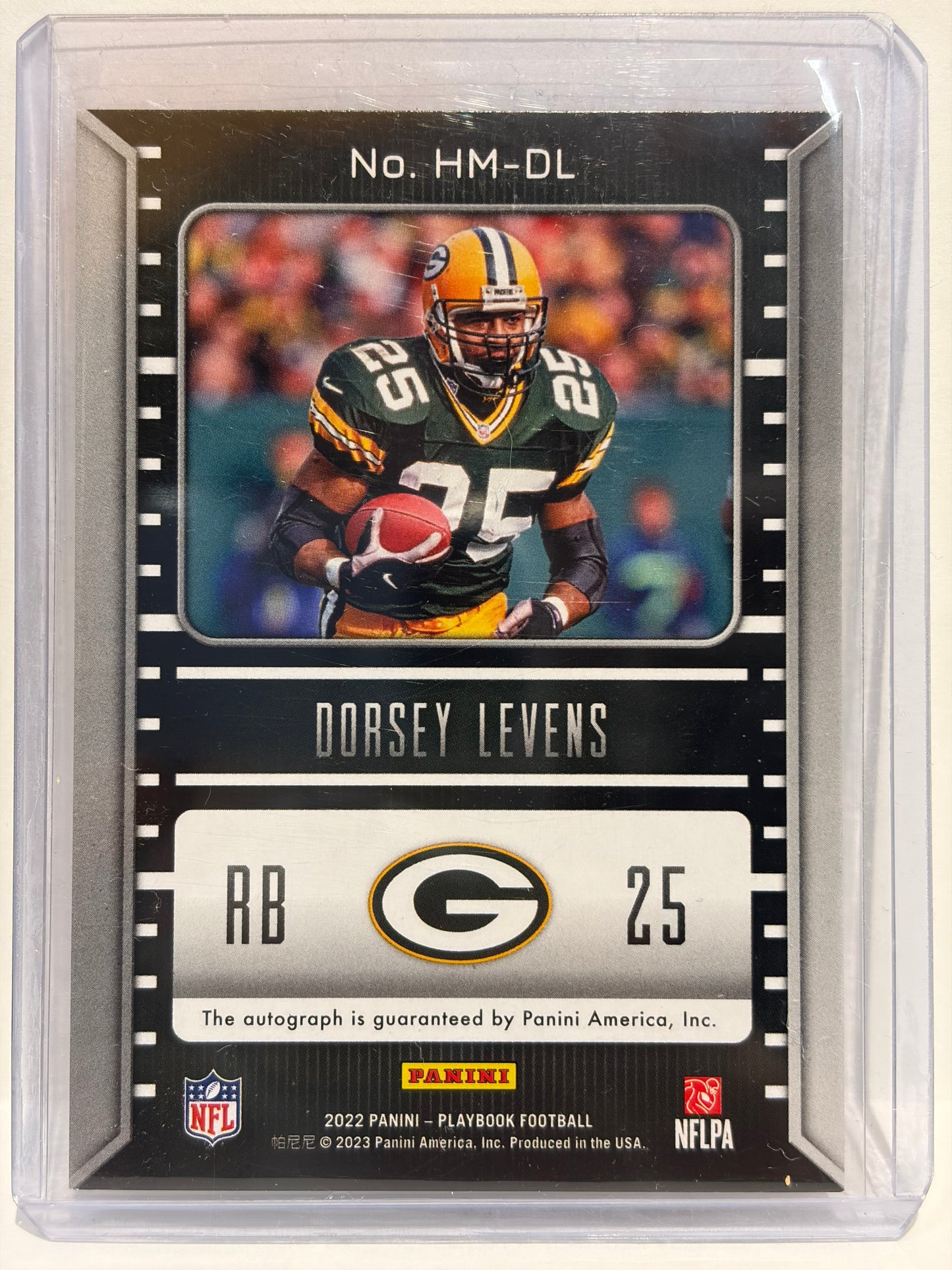 2023 Panini Playbook Hash Marks Dorsey Levens Autograph 9/49 Platinum #HM-DL NM - Papa Joey's Collectibles