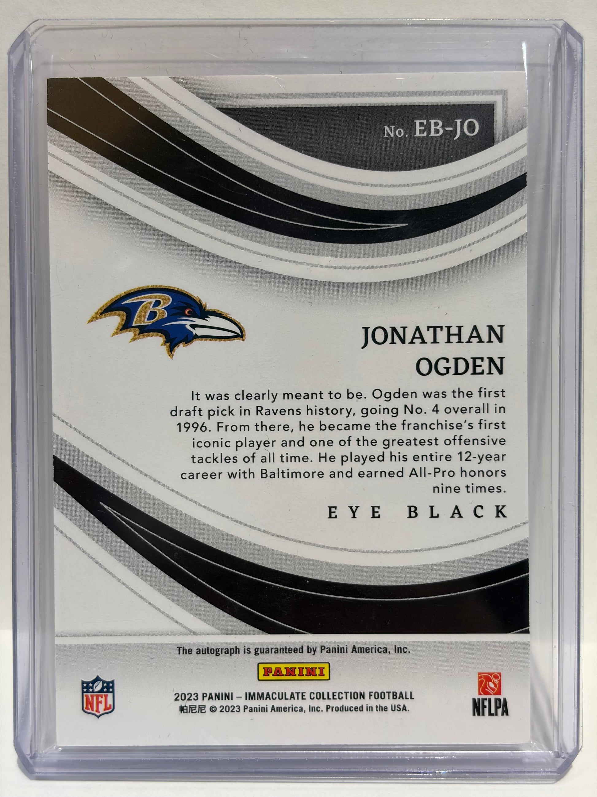 2023 Panini Immaculate Collection Football Jonathan Ogden Auto 40/49 #EB-JO NM - Papa Joey's Collectibles