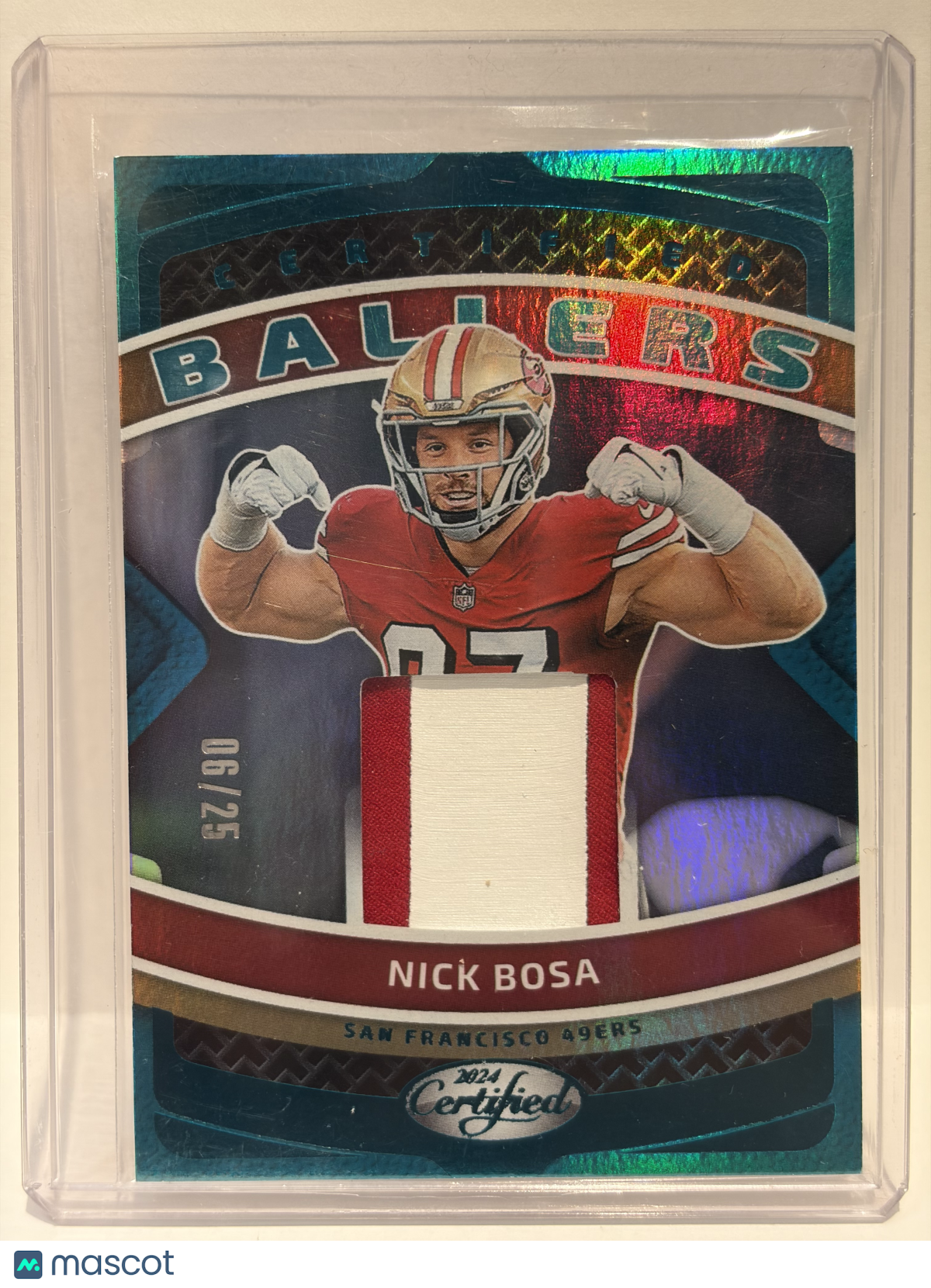 2024 Panini Certified Ballers Nick Bosa 06/25 Patch Teal #CBM-NBA Near Mint - Papa Joey's Collectibles